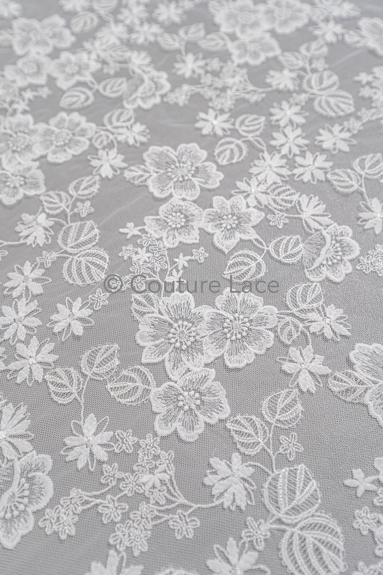 Floral Bridal Lace Off-White/ Bridal Lace with Flowers/ Floral Wedding Lace/ Couture Lace// L23-545