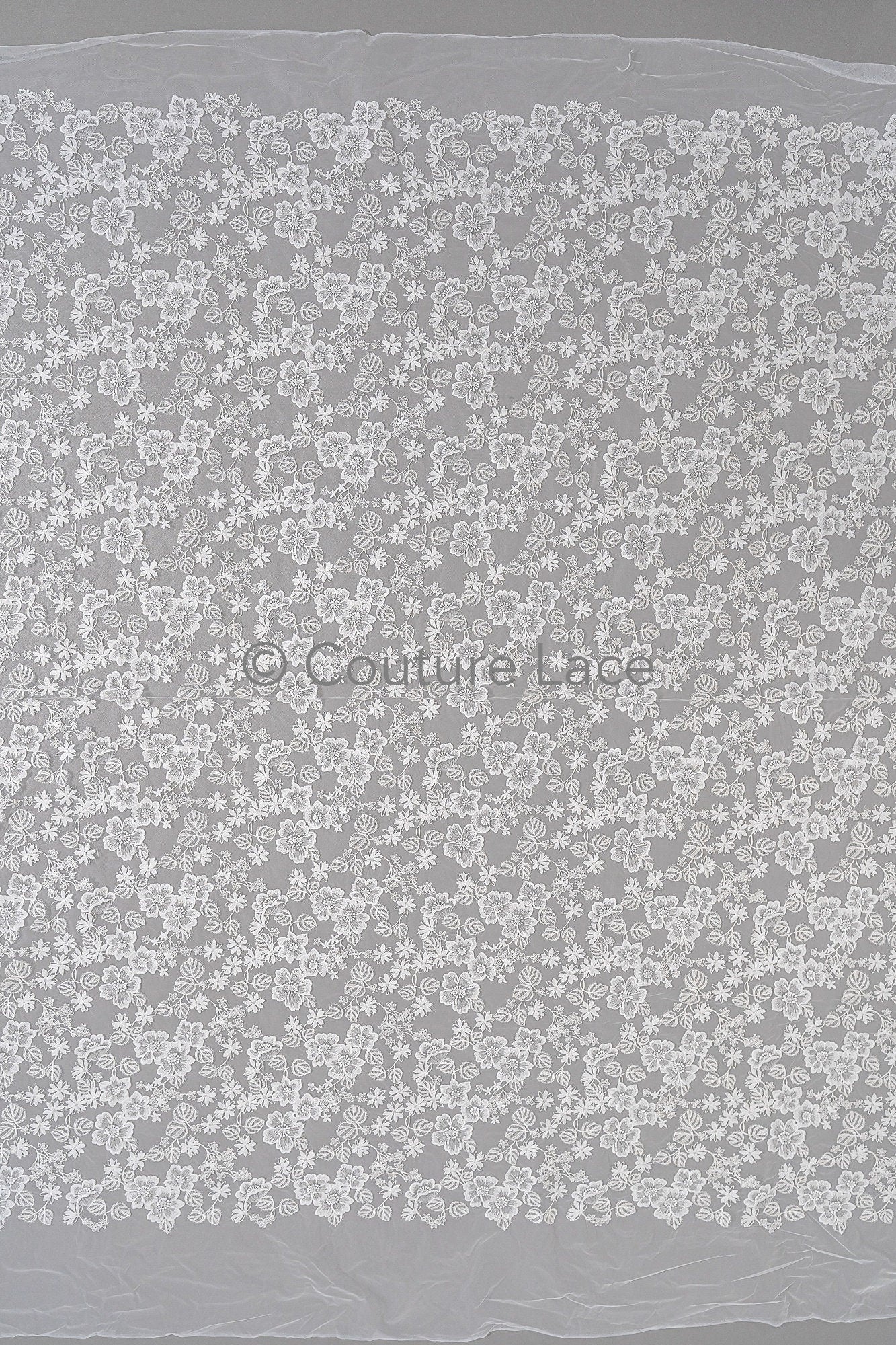 Floral Bridal Lace Off-White/ Bridal Lace with Flowers/ Floral Wedding Lace/ Couture Lace// L23-545