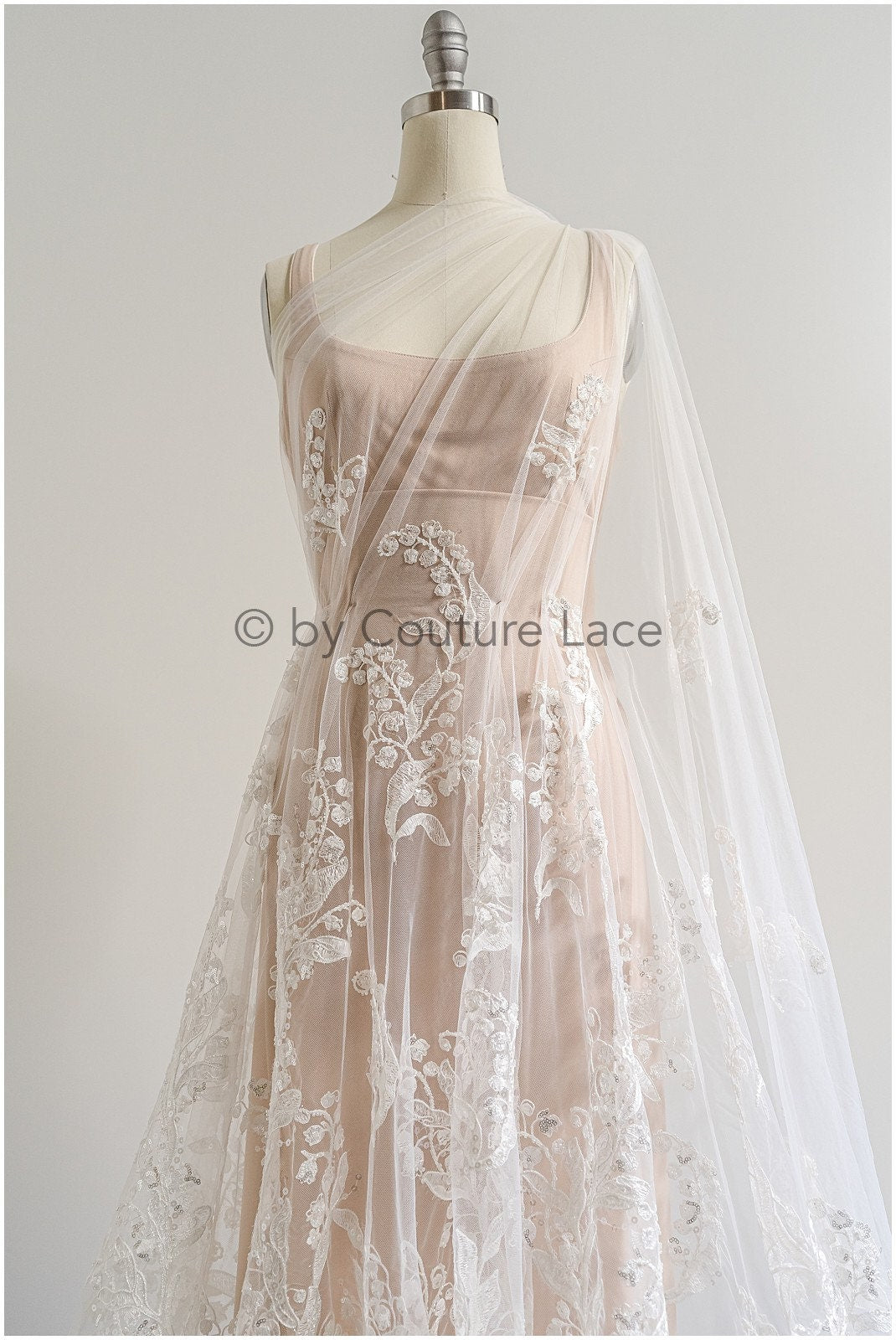 Perlen Spitzenstoff Off-White/ Couture Spitze mit Perlen/ Braut Spitzenstoff/ Perlen Spitze// L23-546