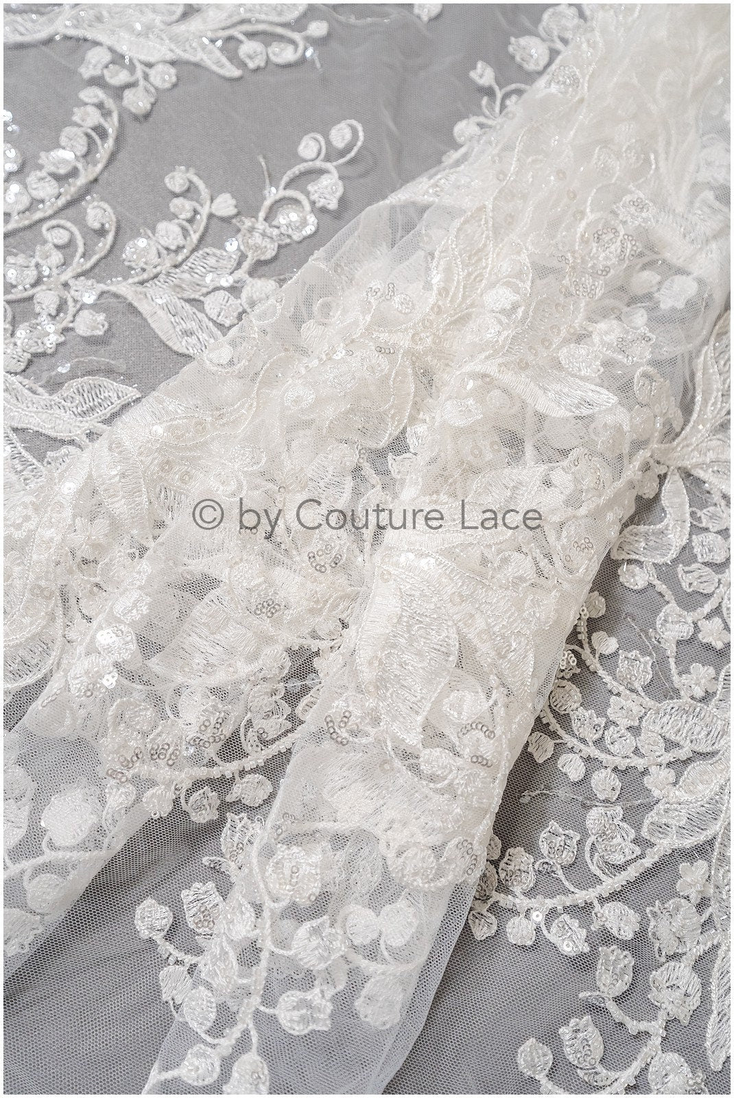 Perlen Spitzenstoff Off-White/ Couture Spitze mit Perlen/ Braut Spitzenstoff/ Perlen Spitze// L23-546