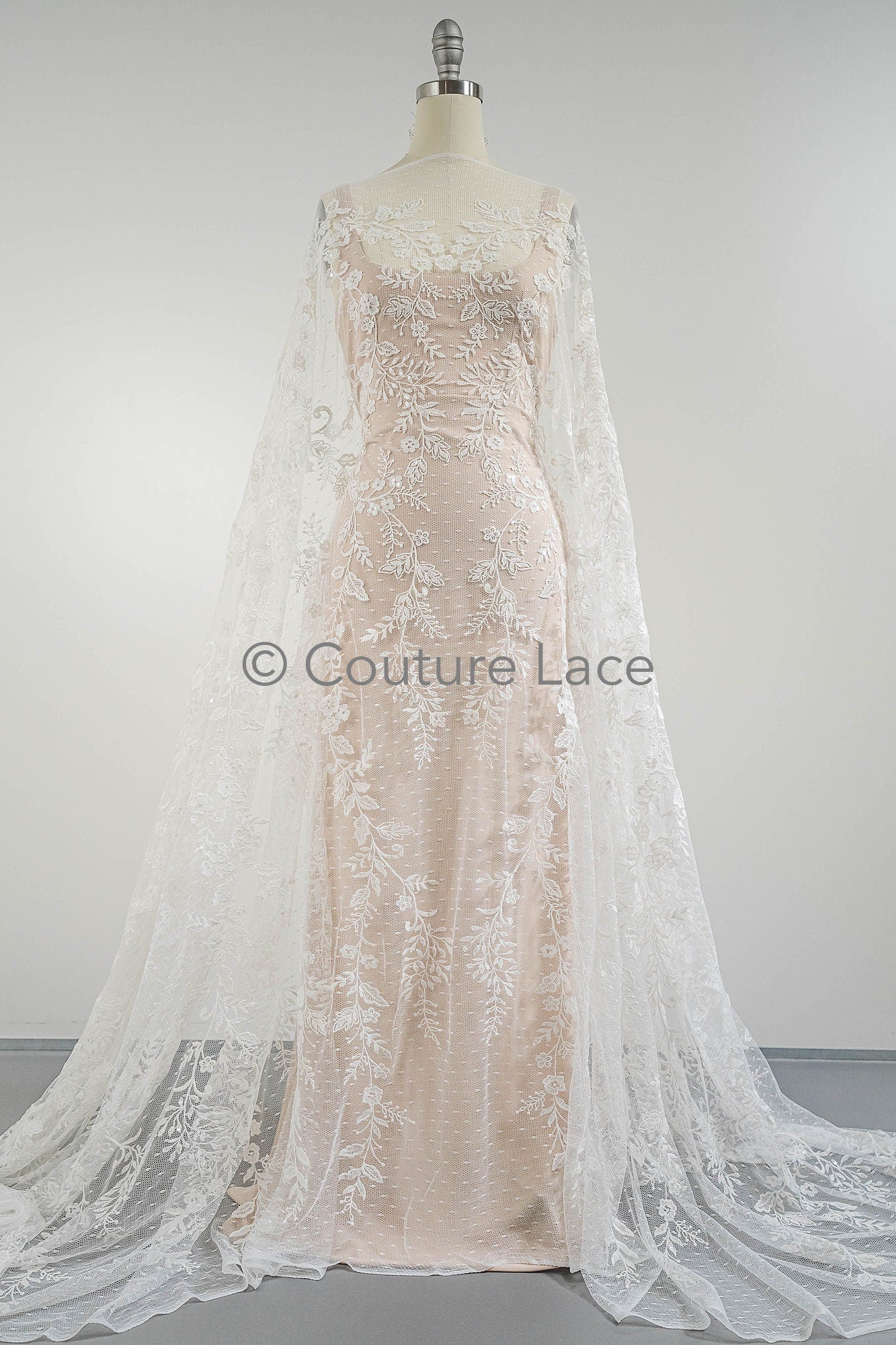 Blumen Braut Spitze Off-White/ Brautspitze mit Pailletten/ Blumen Hochzeit Spitze/ Couture Spitze// L23-548