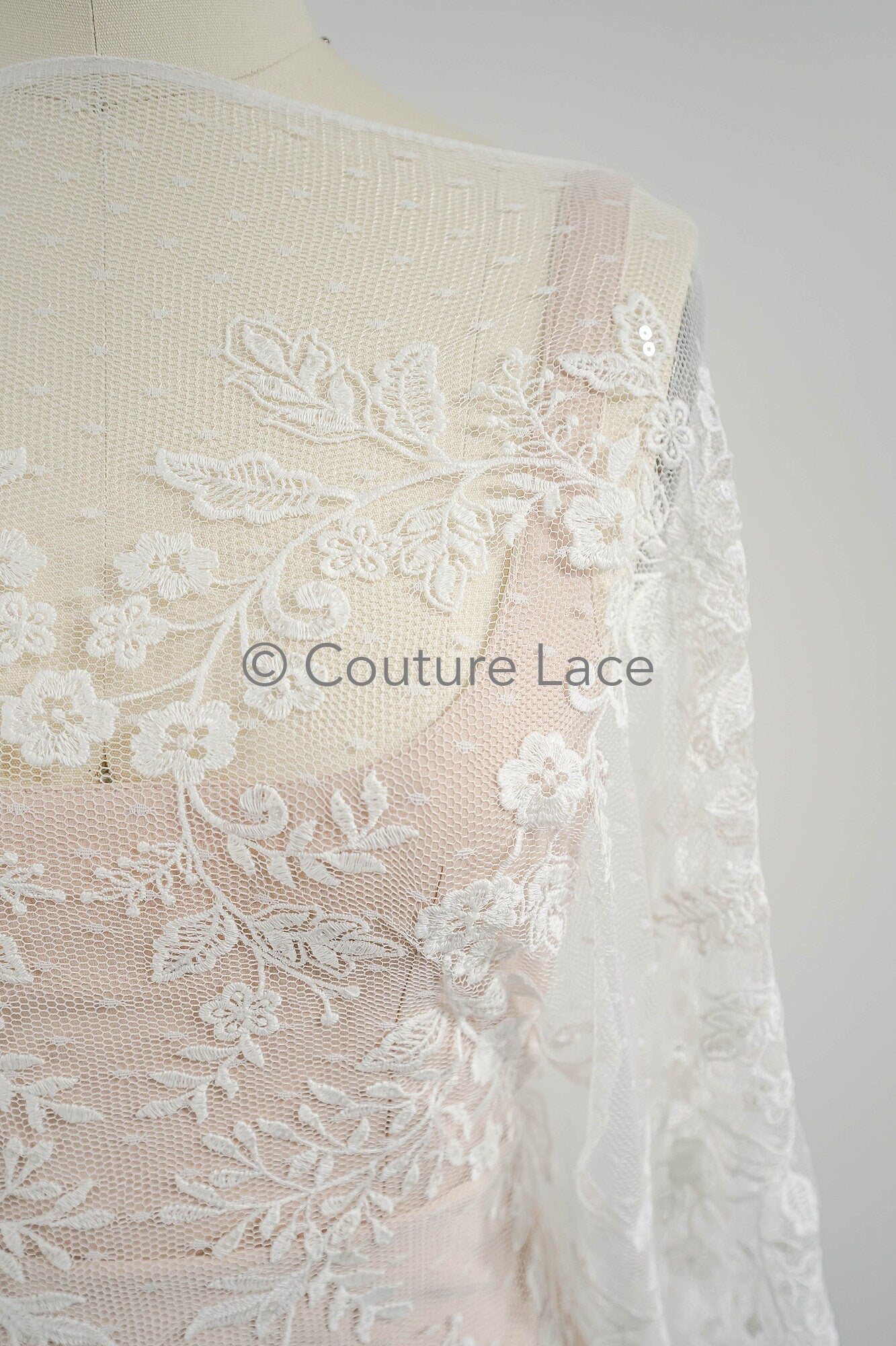 Blumen Braut Spitze Off-White/ Brautspitze mit Pailletten/ Blumen Hochzeit Spitze/ Couture Spitze// L23-548