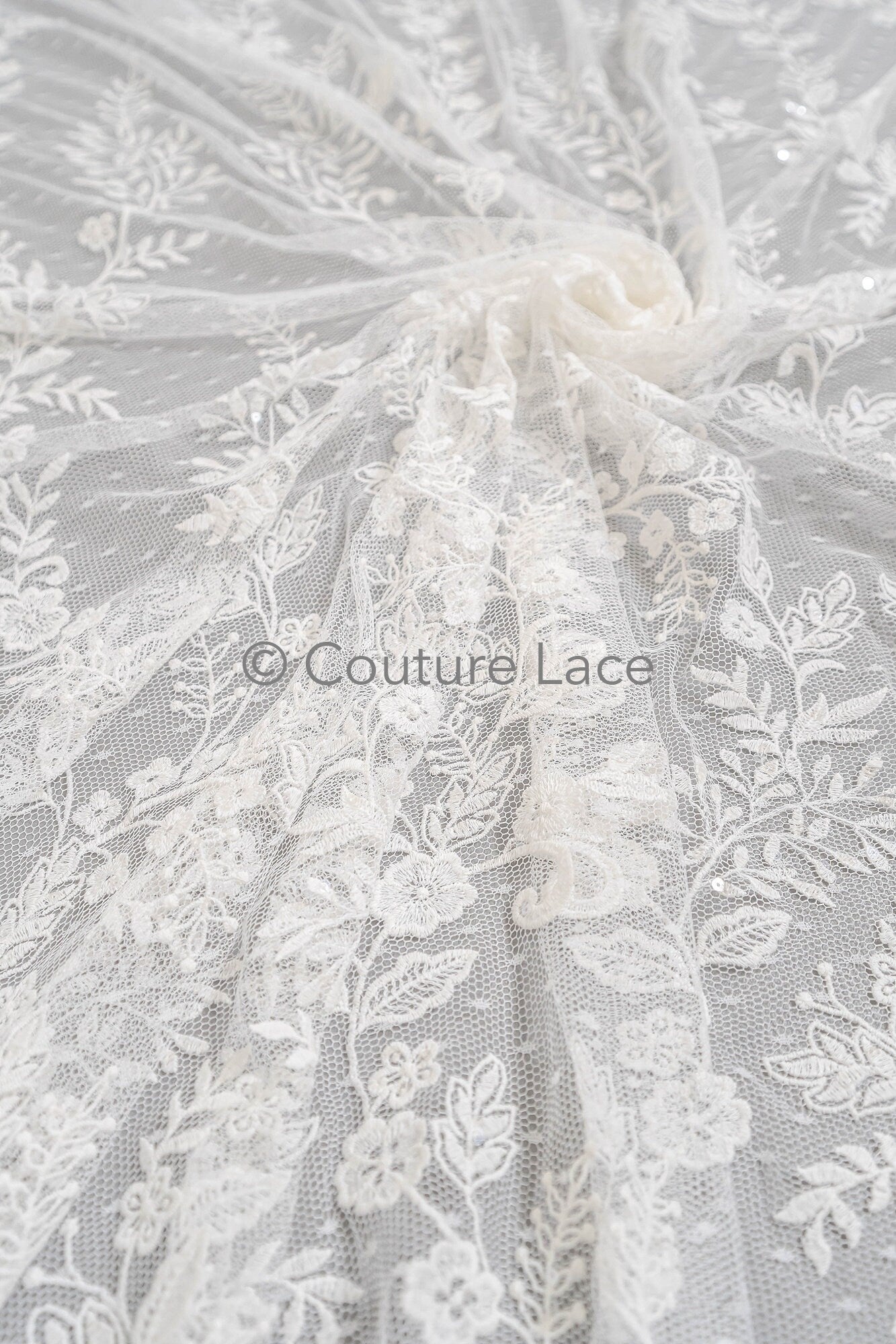 Blumen Braut Spitze Off-White/ Brautspitze mit Pailletten/ Blumen Hochzeit Spitze/ Couture Spitze// L23-548