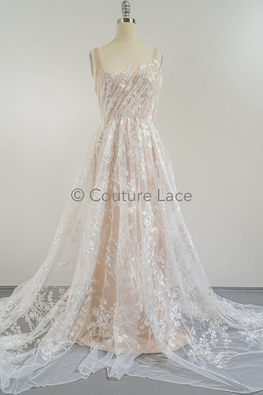 Dentelle nuptiale florale Off-White/ dentelle nuptiale florale/ dentelle de mariage florale/ dentelle couture// L23-551