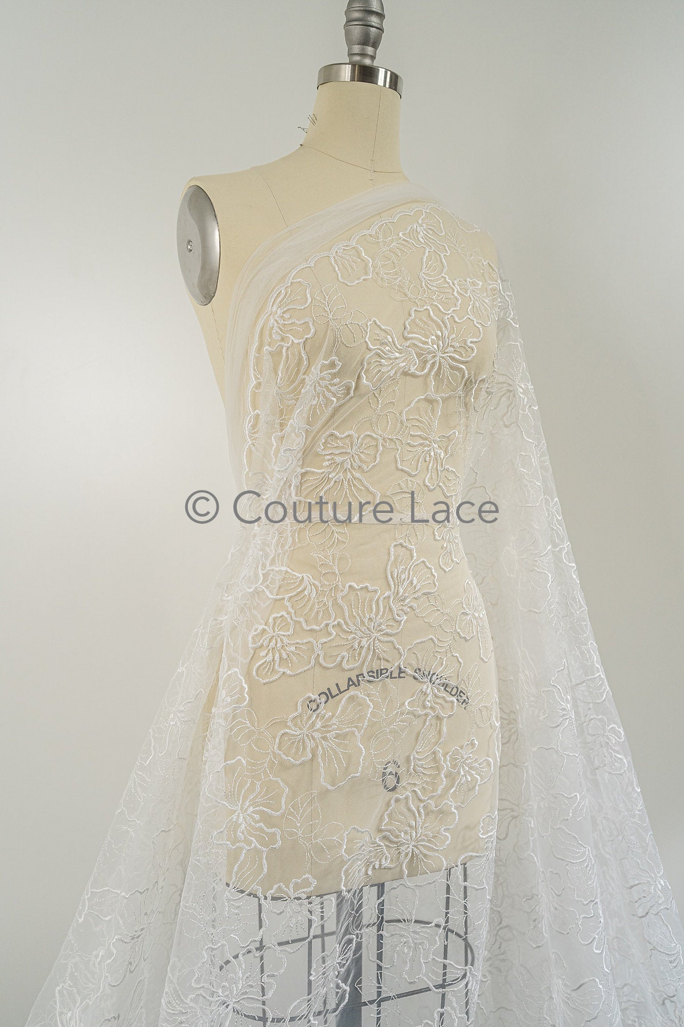 Blumen Braut Spitze Off-White/ Brautspitze mit Blumen/ Blumen Hochzeit Spitze/ Couture Spitze// L23-555