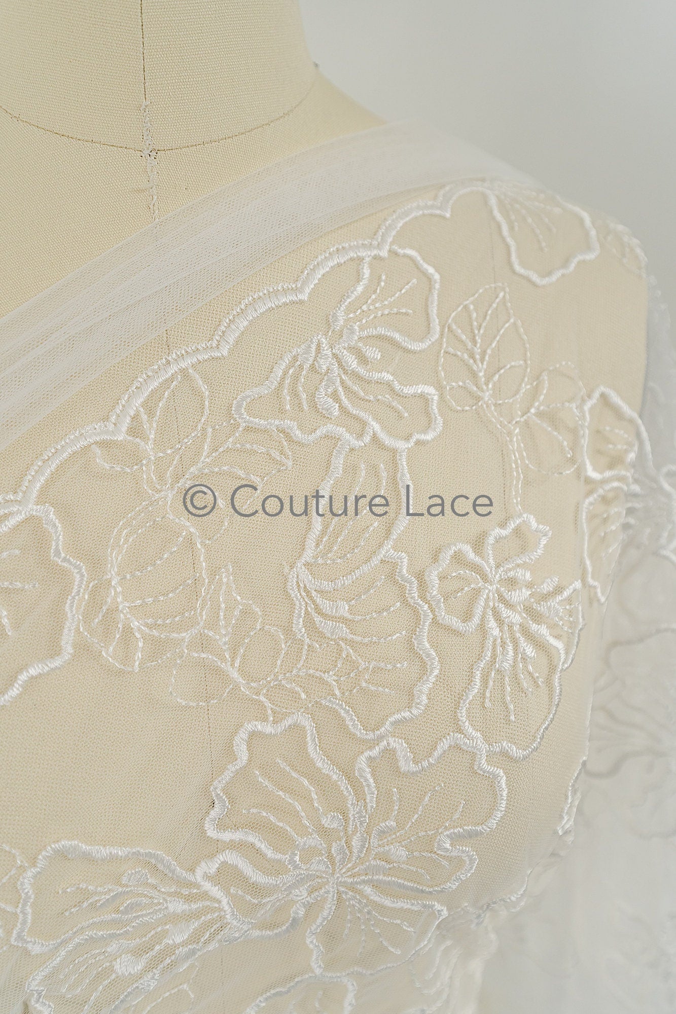 Blumen Braut Spitze Off-White/ Brautspitze mit Blumen/ Blumen Hochzeit Spitze/ Couture Spitze// L23-555