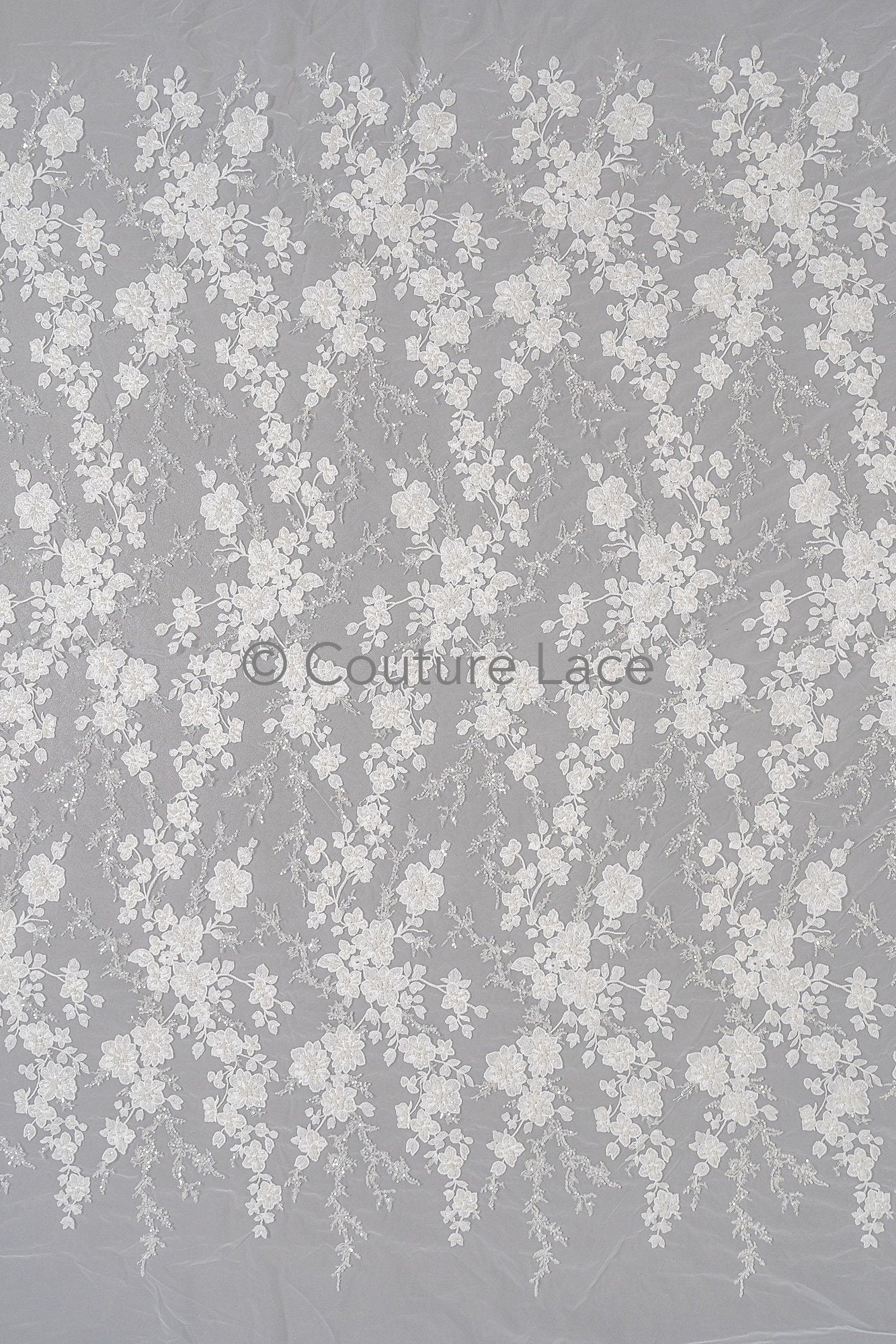 Perlen Spitzenstoff Off-White/ Couture Spitzenstoff mit Perlen/ Braut Spitzenstoff/ Perlen Spitze// L23-559