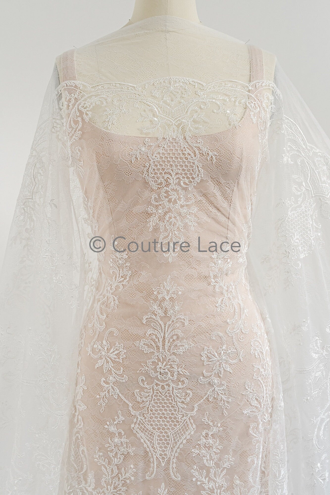 Blumen Braut Spitze Off-White/ Brautspitze mit Blumen/ Blumen Hochzeit Spitze/ Couture Spitze// L23-576