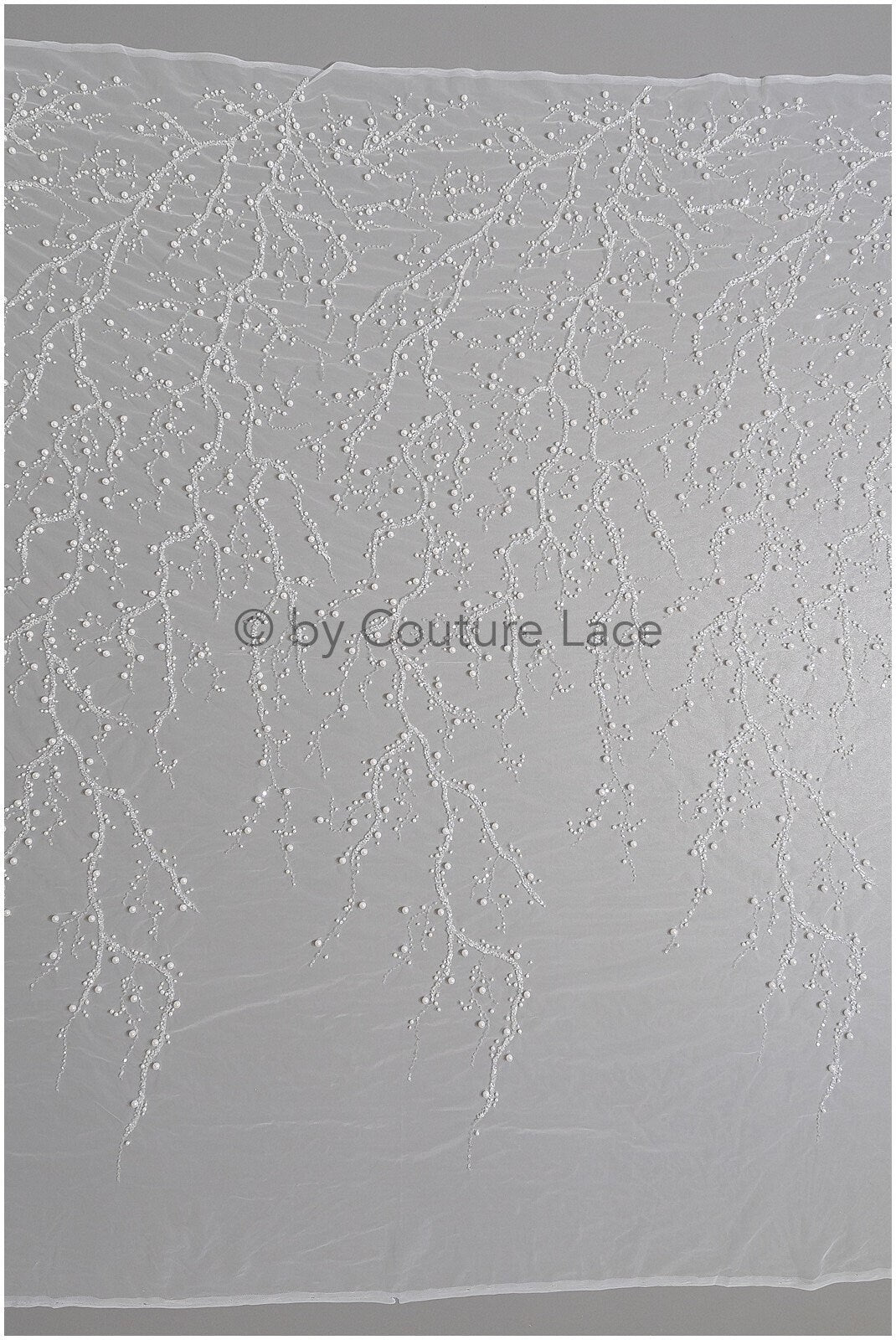 1.2yds Beaded bridal lace fabric off-white/ Pallas lace fabric/ heavy beaded bridal dress lace/ handmade couture lace// L23-565