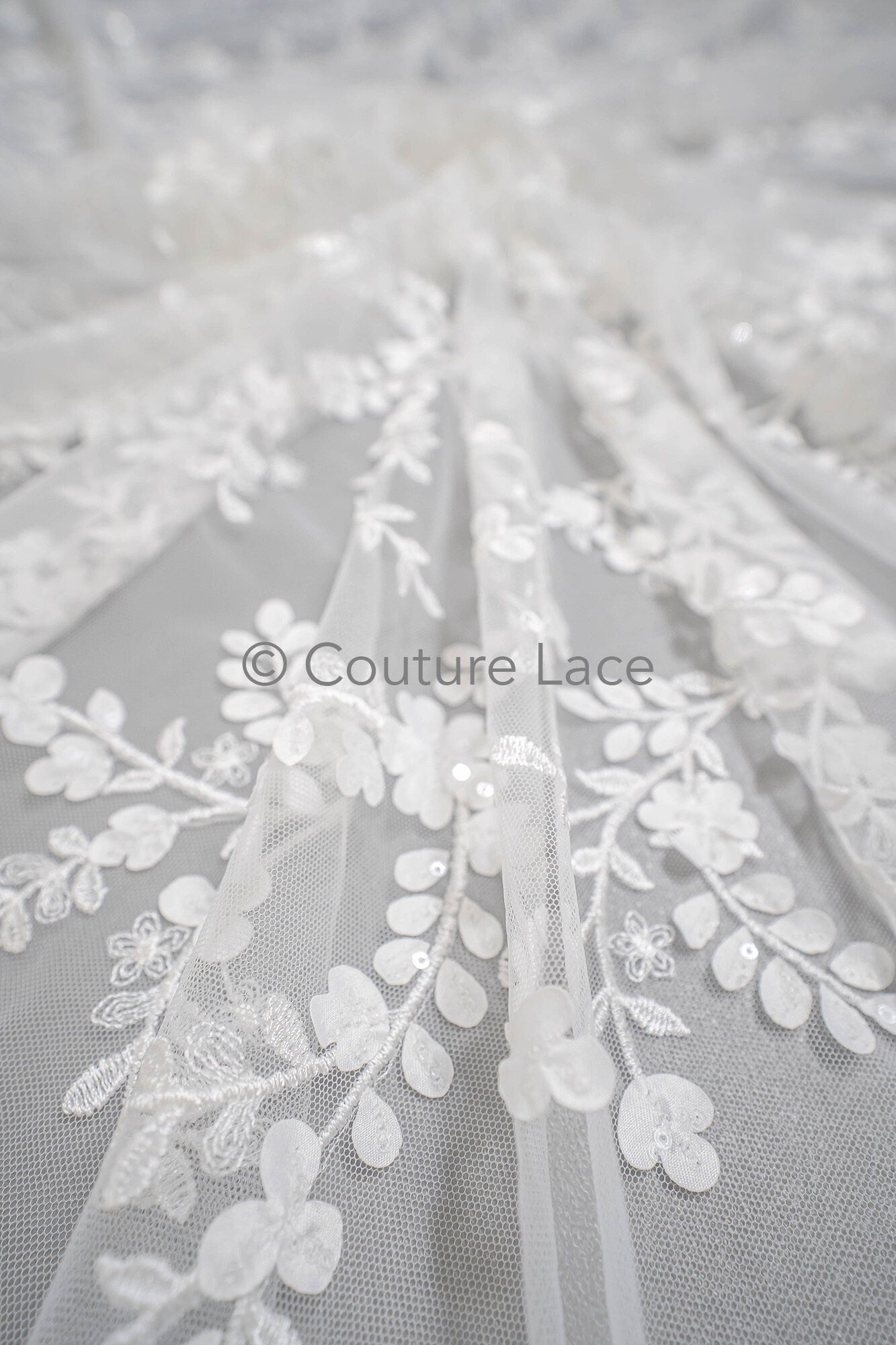 3D Blumen Spitzenstoff/ Braut Spitzenstoff Off-White/ romantischer Blumen Spitzenstoff mit Perlen/ Hochzeit Spitzenstoff// L23-573