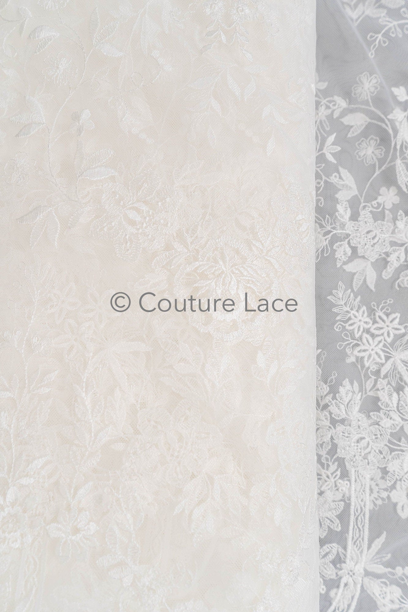 Floral Bridal Lace Off-White/ Bridal Lace with Flowers/ Floral Wedding Lace/ Couture Lace// L23-574