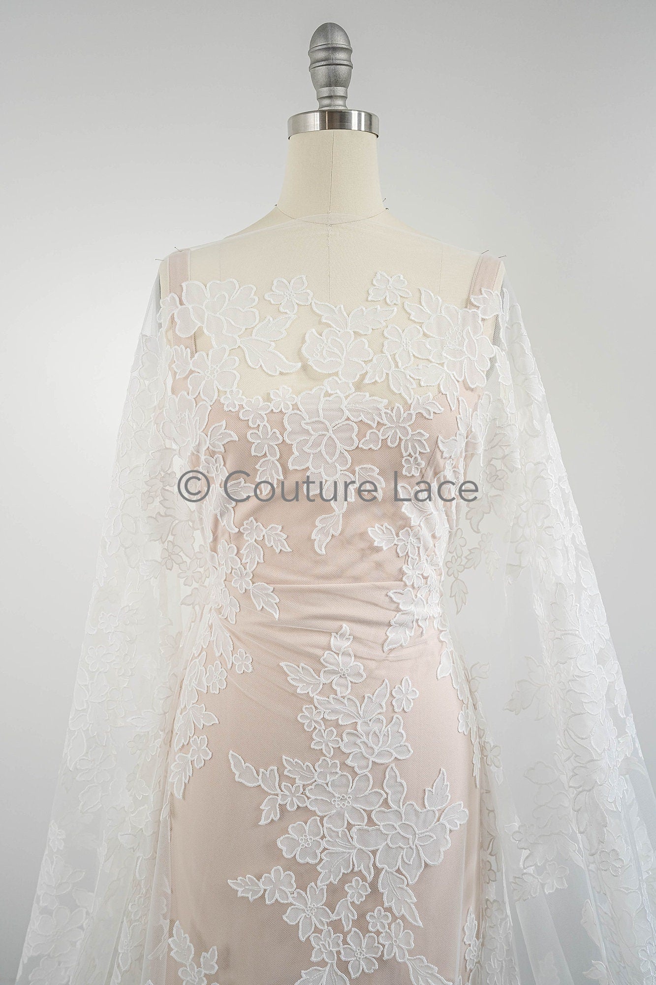 Blumen Braut Spitze Off-White/ Brautspitze mit Blumen/ Blumen Hochzeit Spitze/ Couture Spitze// L23-590