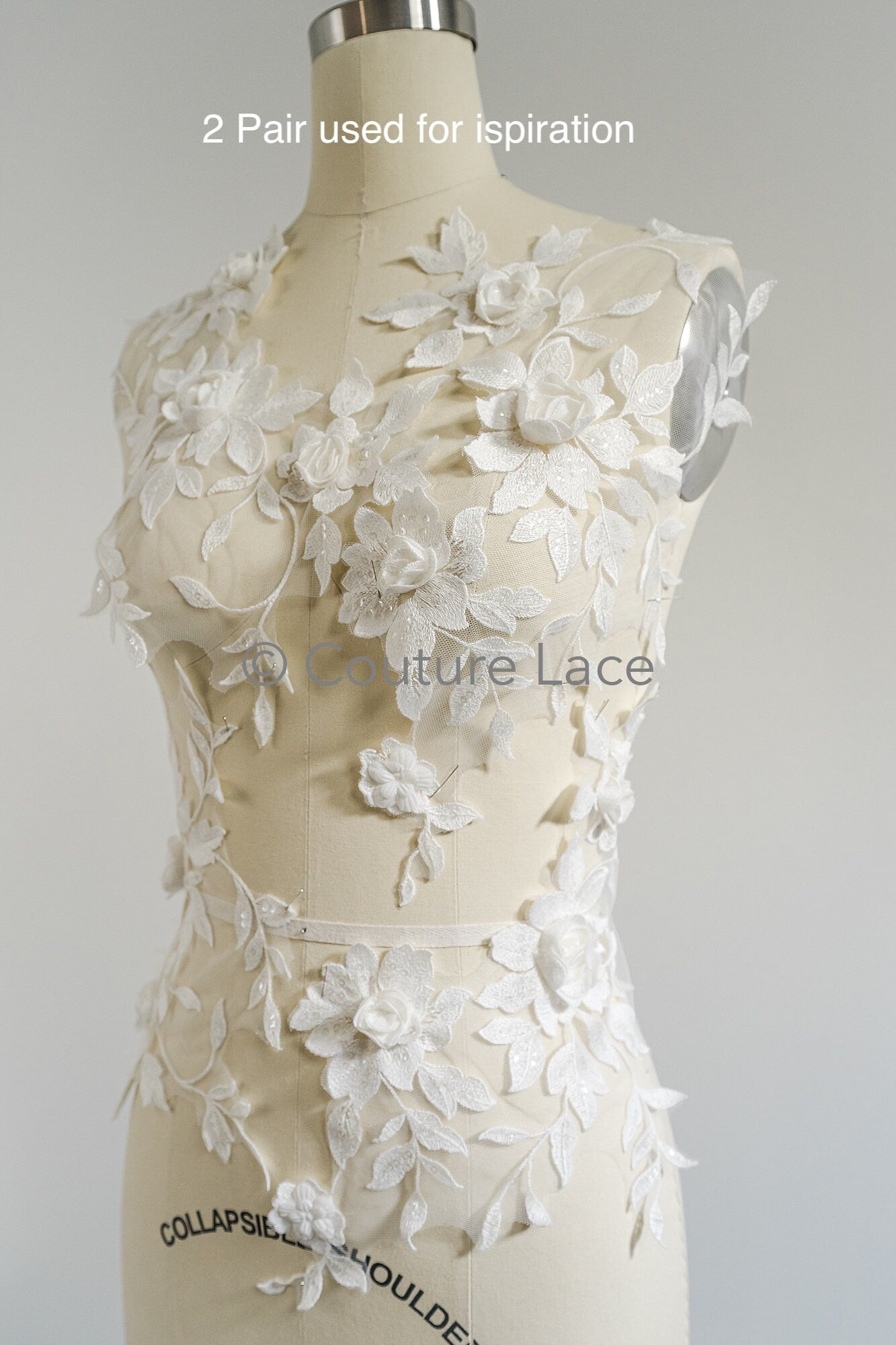 Schöne 3D Blumen Applikation/ Perlen Braut Aufnäher/ Hochzeitskleid Spitzenapplikation/ Brautblatt Applikation/ A23-339