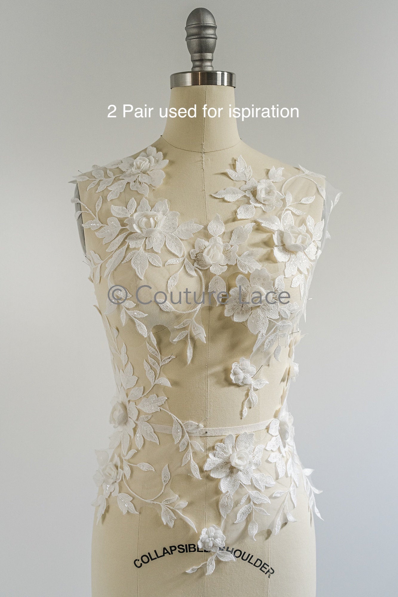 Schöne 3D Blumen Applikation/ Perlen Braut Aufnäher/ Hochzeitskleid Spitzenapplikation/ Brautblatt Applikation/ A23-339