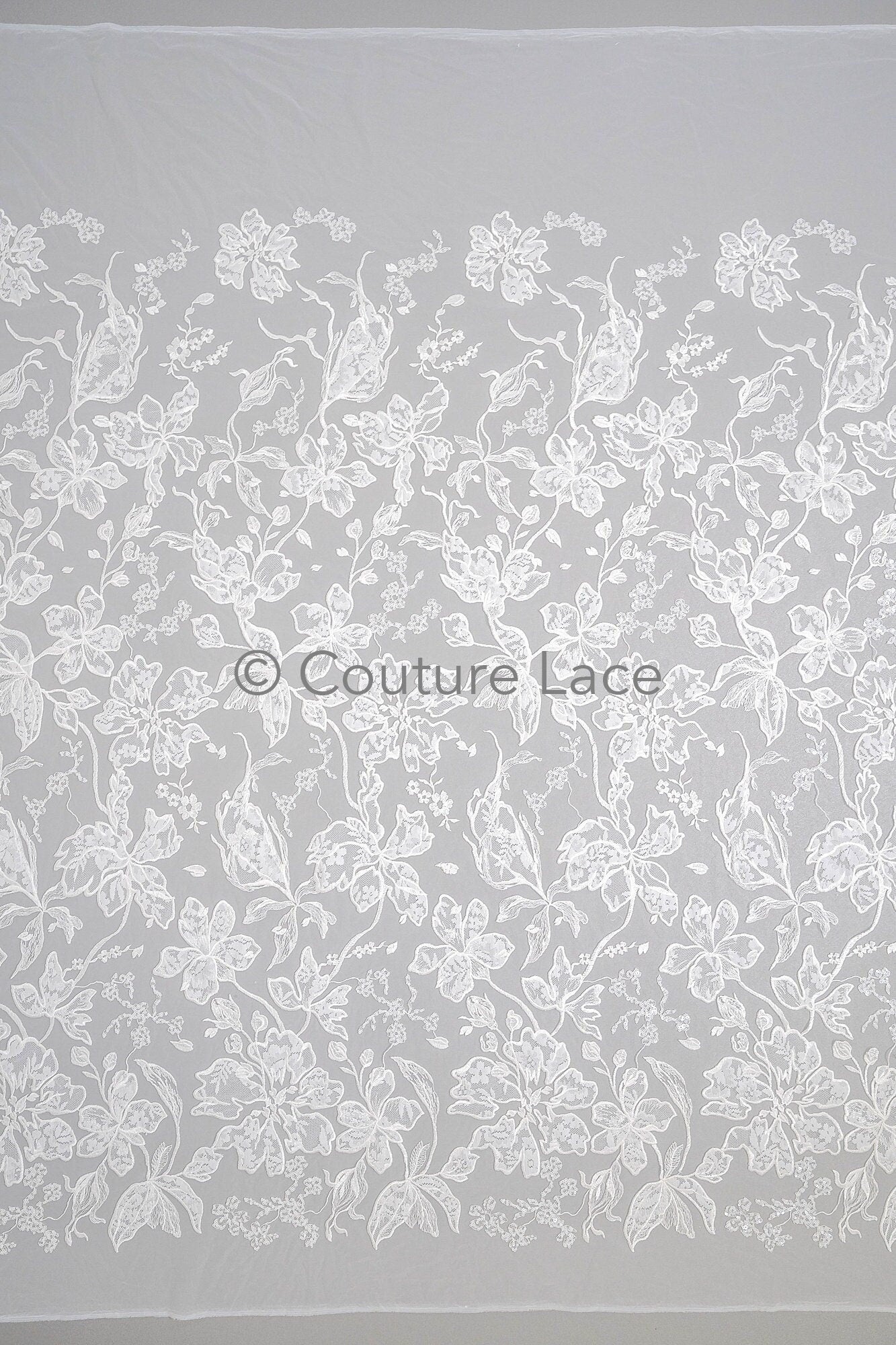 Florale Braut Spitze Off-White/ Brautspitze Stoff/ florale Hochzeit Spitze mit Pailletten/ Couture Spitze// L23-582