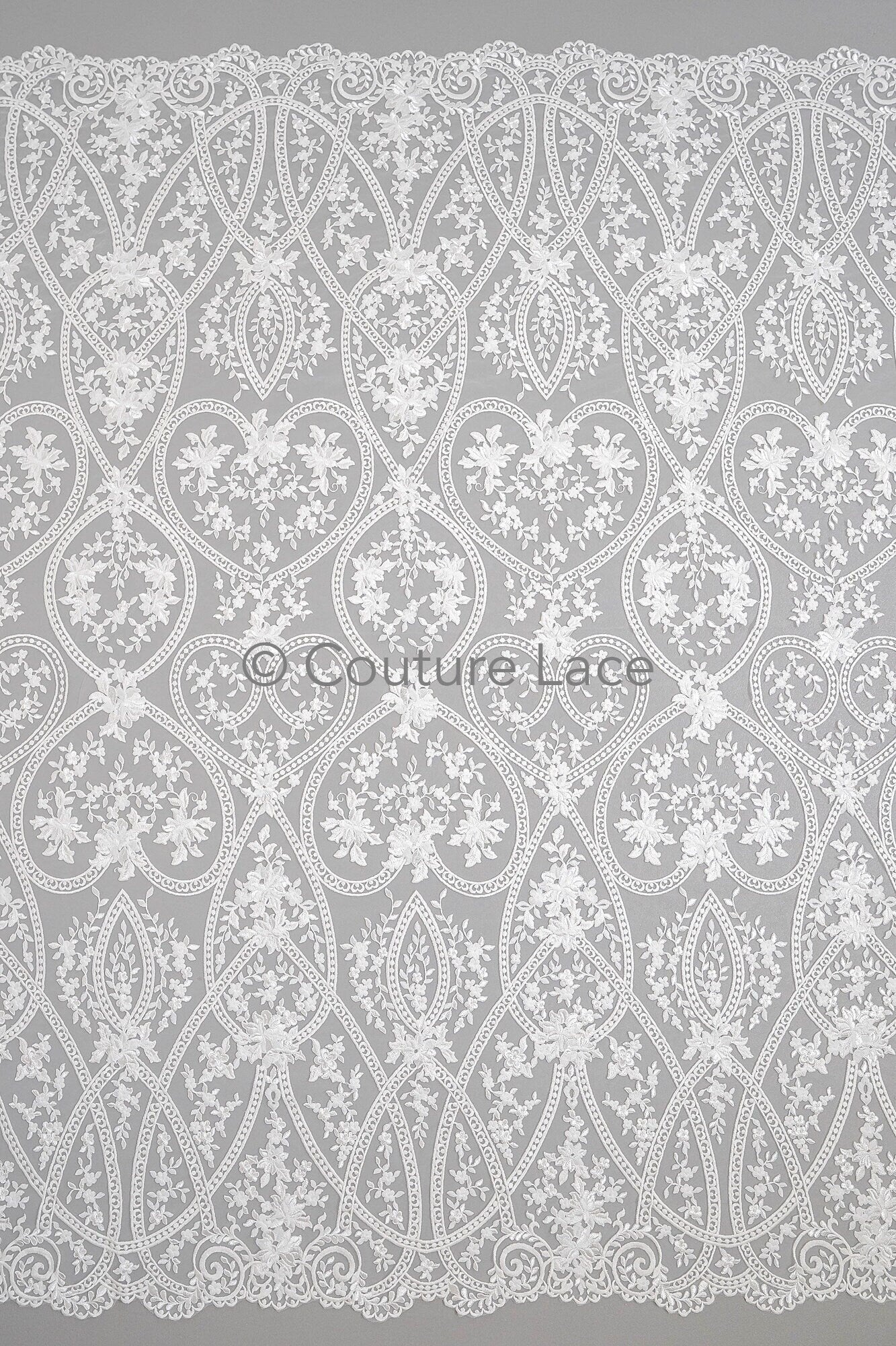 Blumen Braut Spitze Off-White/ Brautspitze mit Blumen/ Blumen Hochzeit Spitze/ Couture Spitze// L23-575