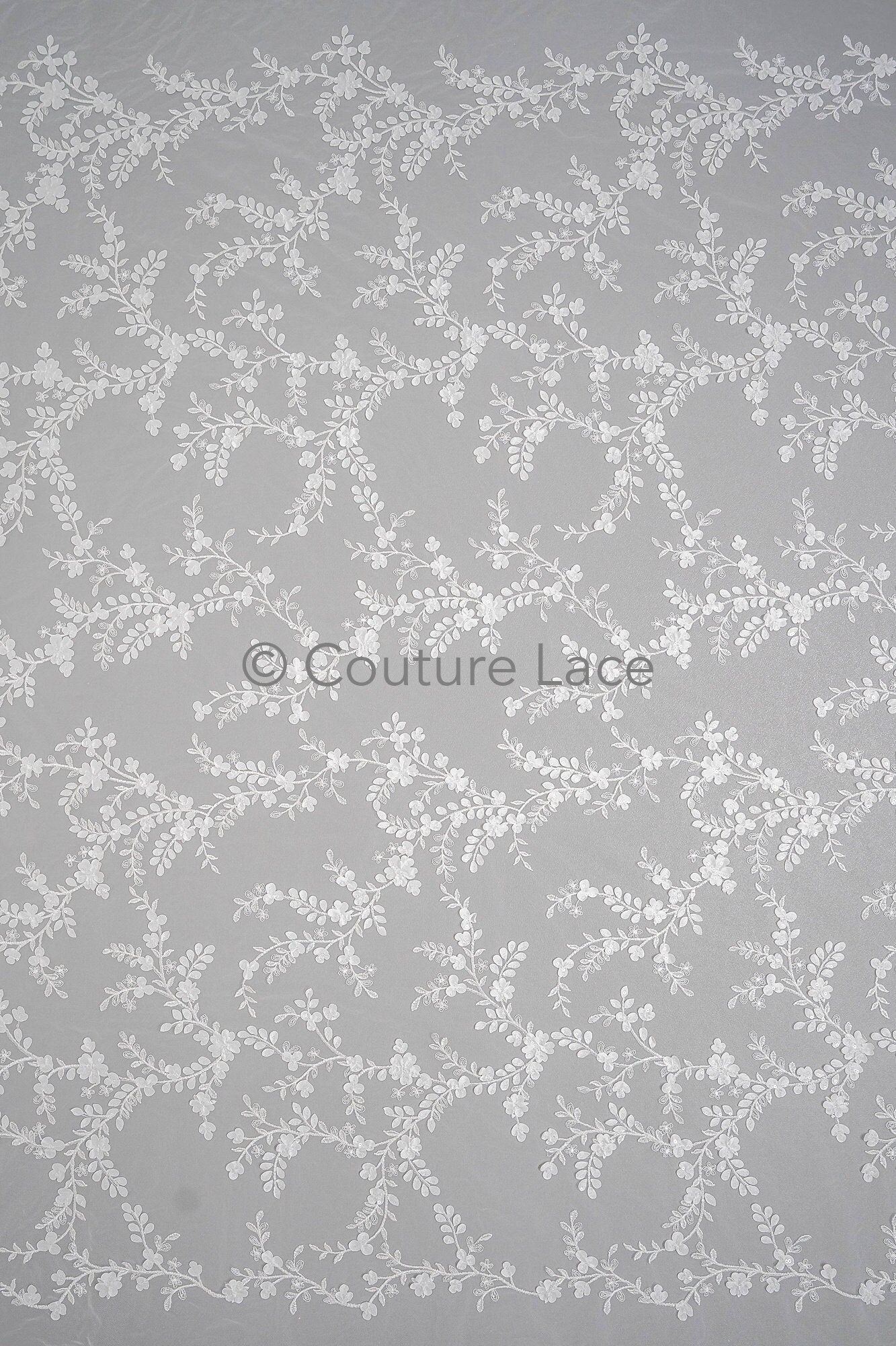 3D Blumen Spitzenstoff/ Braut Spitzenstoff Off-White/ romantischer Blumen Spitzenstoff mit Perlen/ Hochzeit Spitzenstoff// L23-573
