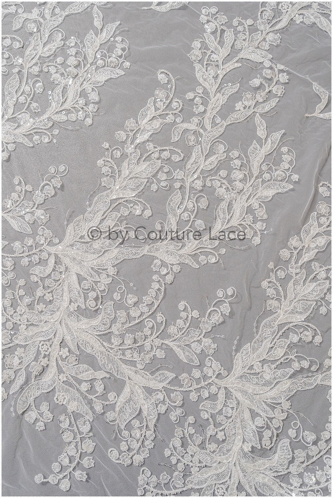 Perlen Spitzenstoff Off-White/ Couture Spitze mit Perlen/ Braut Spitzenstoff/ Perlen Spitze// L23-546