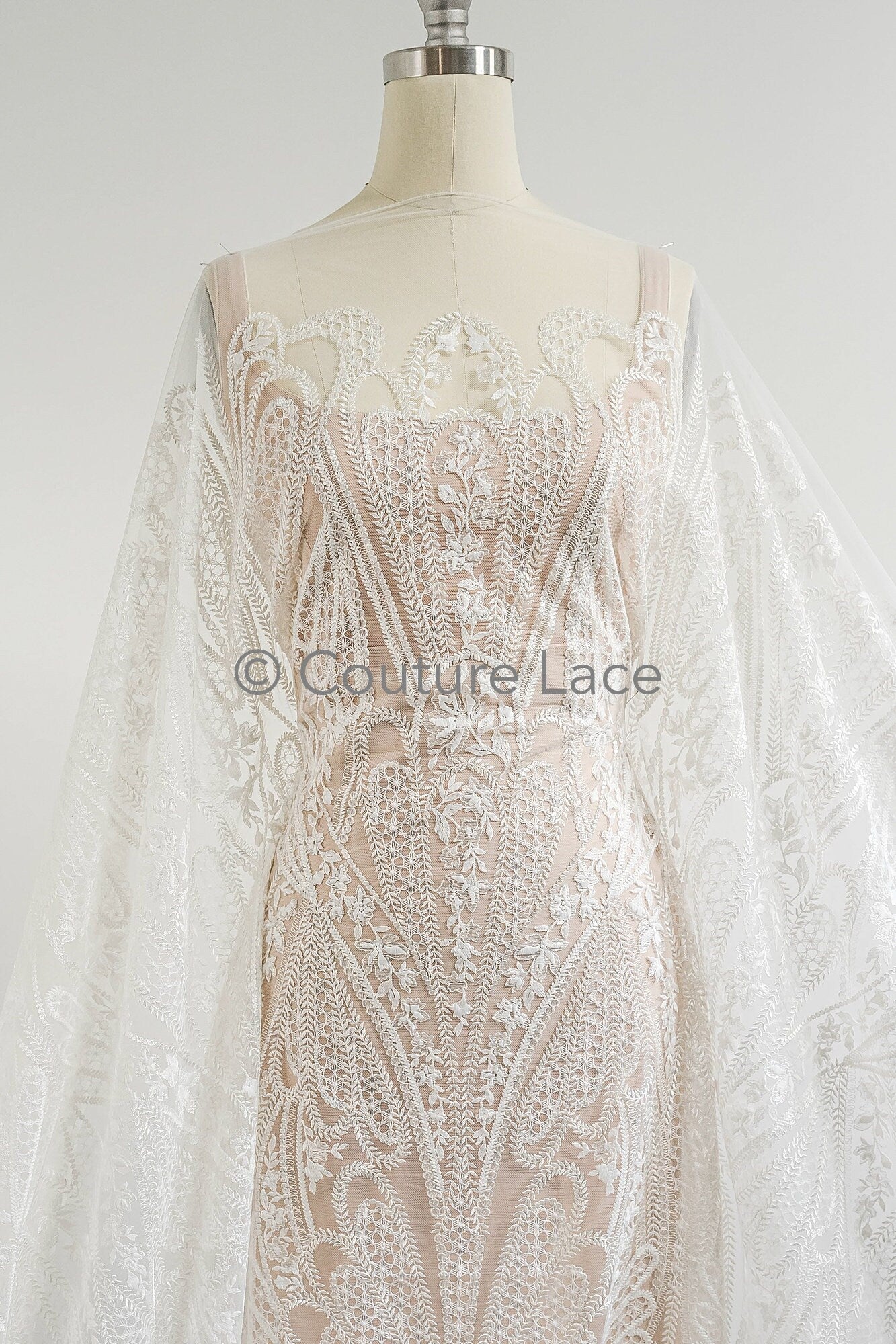 Florale Braut Spitze Off-White/ florale Brautspitze/ Ornament Hochzeit Spitze/ Couture Spitze// L23-596