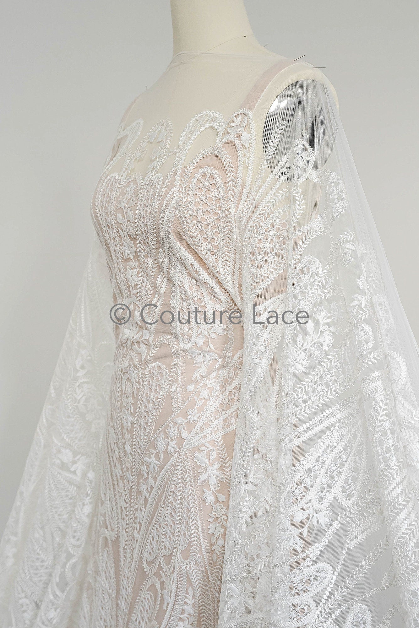 Florale Braut Spitze Off-White/ florale Brautspitze/ Ornament Hochzeit Spitze/ Couture Spitze// L23-596