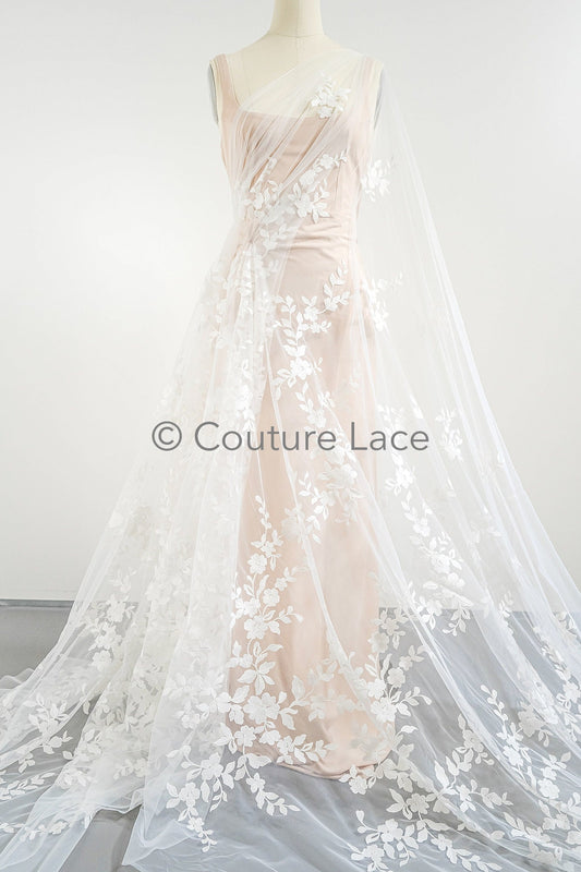 1.3yds Florale Brautspitze Off-White/ Brautspitze mit Blumen/ florale Hochzeitsspitze/ Couture Spitze// L23-553-REST-1.3YDS