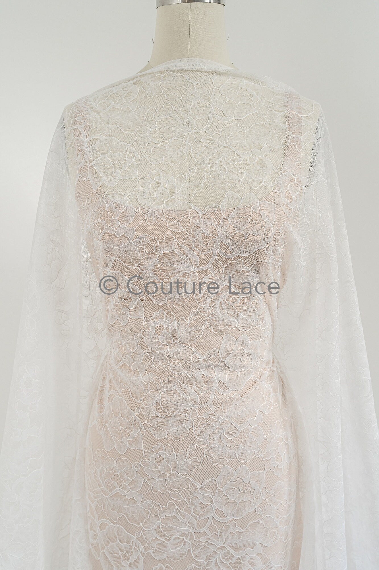 French Floral Lace / Bridal Raschel Lace / French Veil Lace / Bridal Chanitilly Lace / Edwardian Lace Fabric / / L23-170