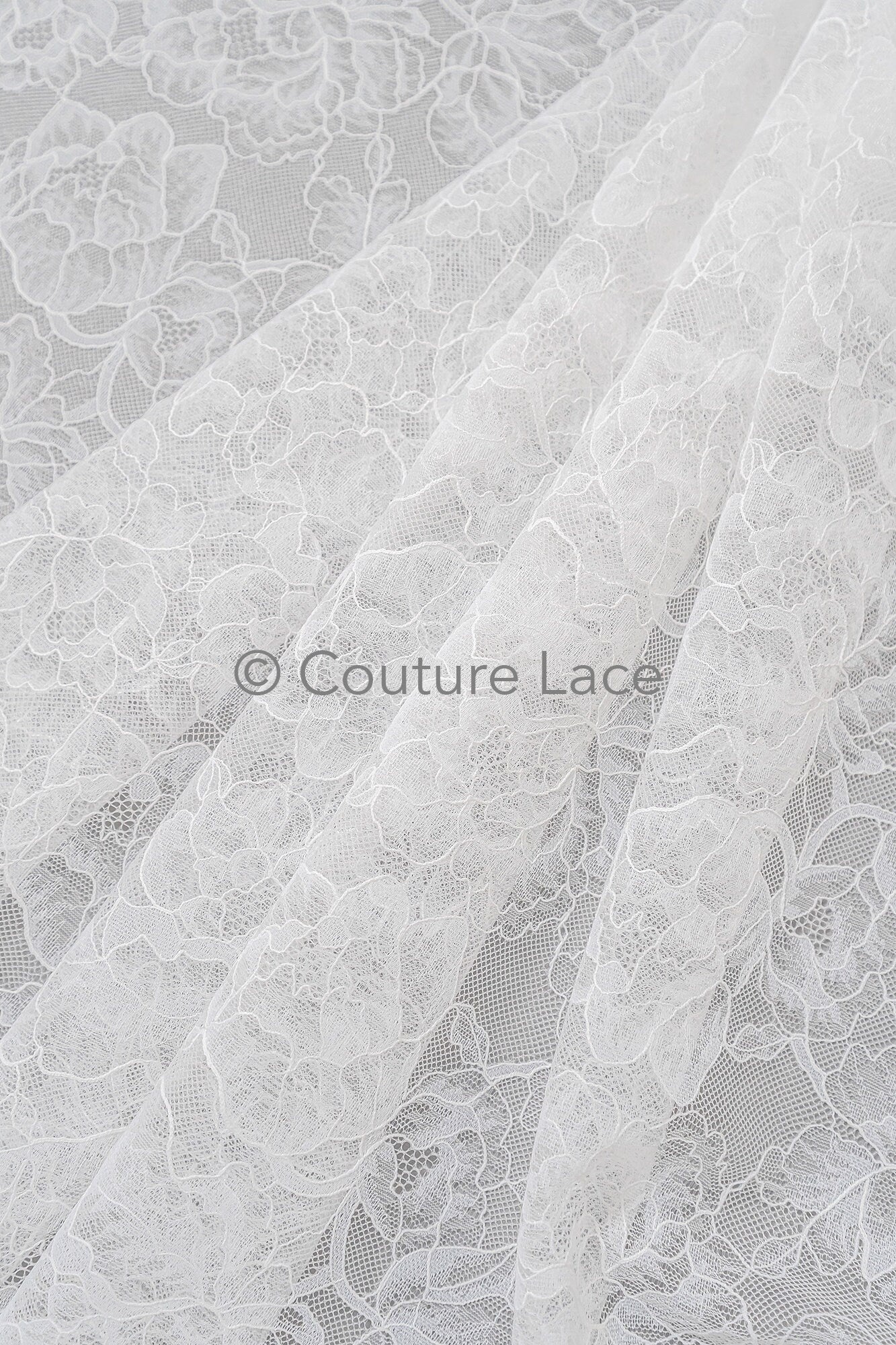 French Floral Lace / Bridal Raschel Lace / French Veil Lace / Bridal Chanitilly Lace / Edwardian Lace Fabric / / L23-170