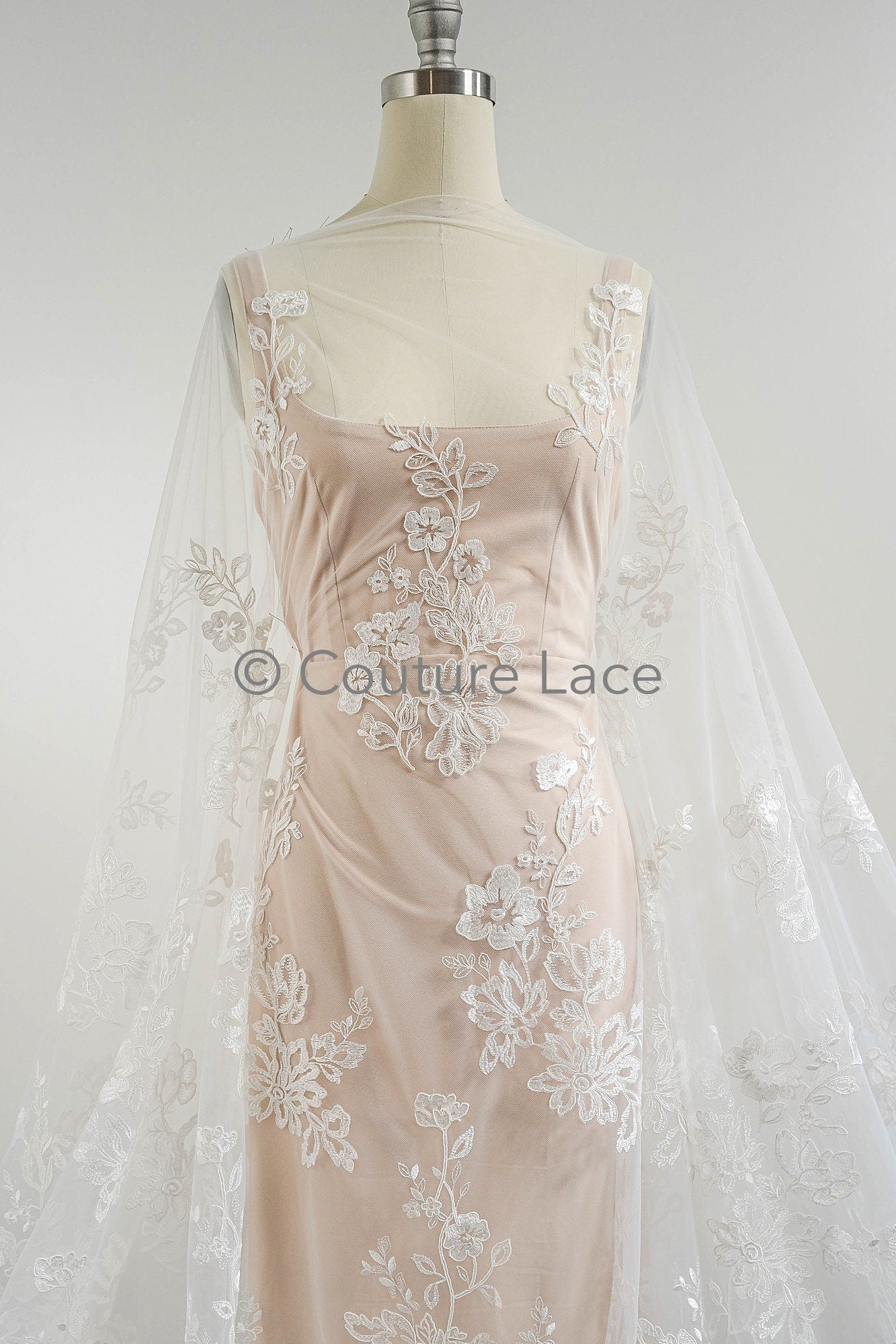 Blumen Braut Spitze Off-White/ Brautspitze mit Blumen/ Blumen Hochzeit Spitze/ Couture Spitze// L23-556