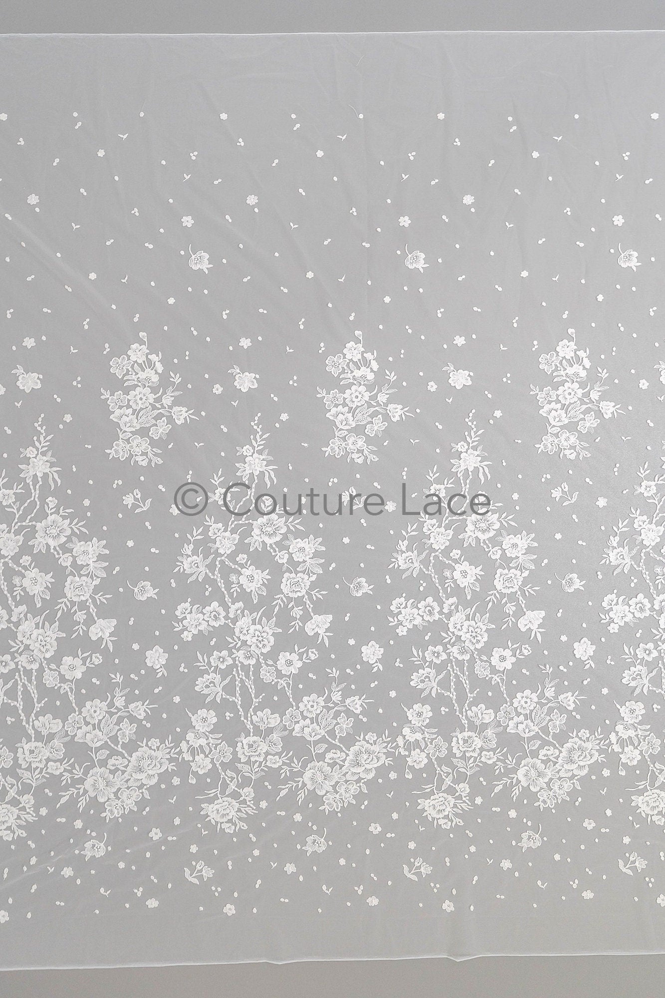 Floral Bridal Lace Off-White/ Bridal Lace with Flowers/ Floral Wedding Lace/ Couture Lace// L23-594