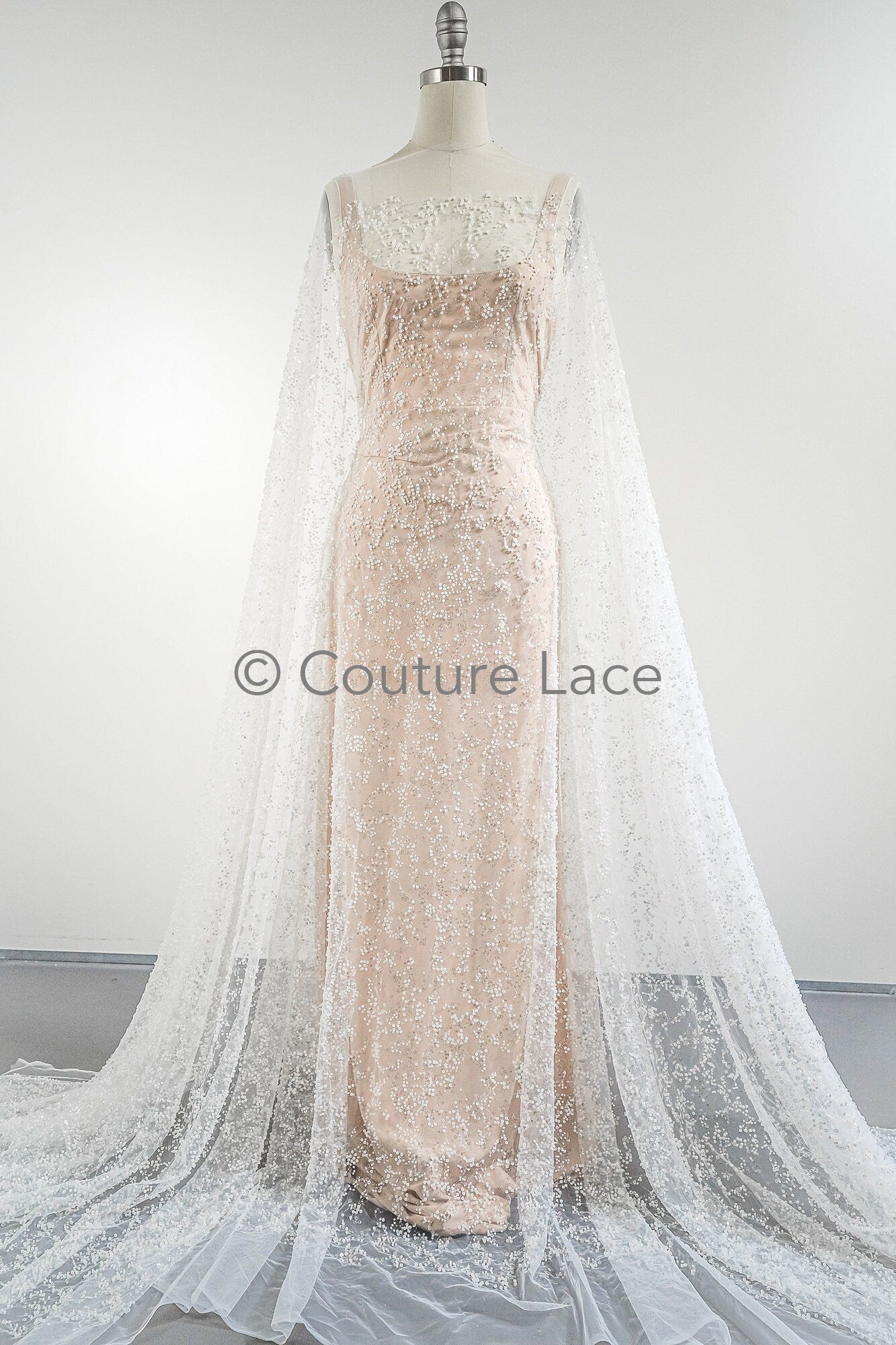 Perlen Spitzenstoff Off-White/ Couture Spitzenstoff/ Braut Spitzenstoff/ Perlen Perlen Spitze// L23-558