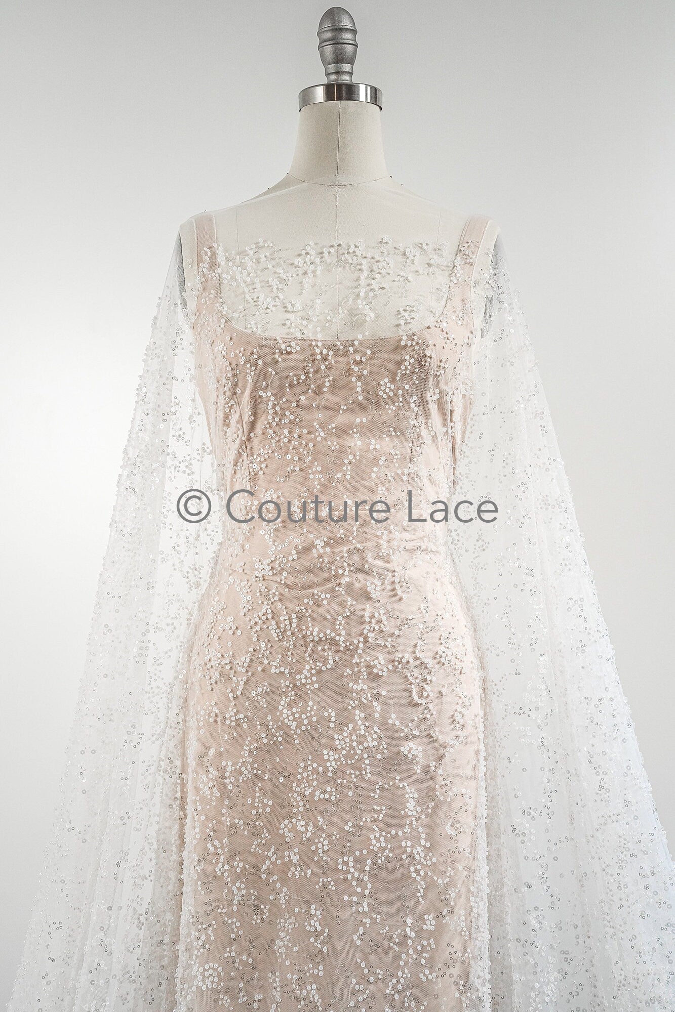 Perlen Spitzenstoff Off-White/ Couture Spitzenstoff/ Braut Spitzenstoff/ Perlen Perlen Spitze// L23-558