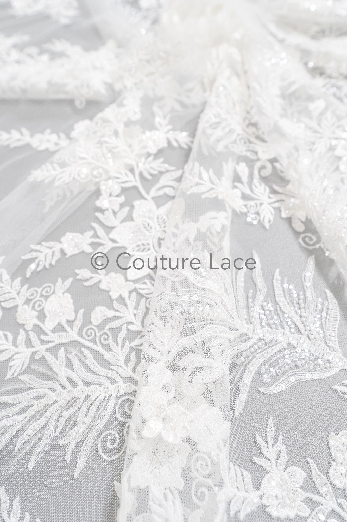 Perlen Spitzenstoff Off-White/ Couture Spitzenstoff/ Braut Spitze/ Perlen Spitze// L23-602