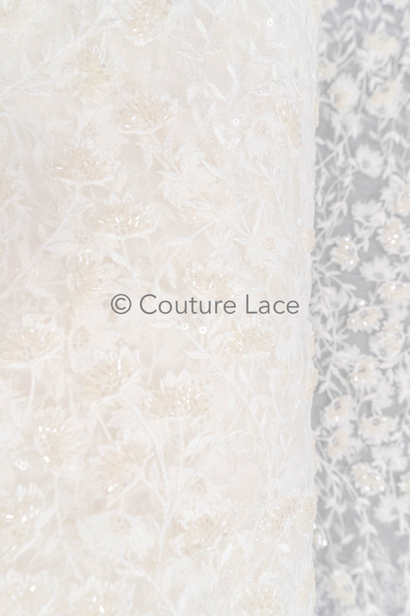 Perlen Spitze Stoff Off-White/ Perlen Brautspitze/ Couture Spitzenstoff/ Perlen Spitze// L23-572