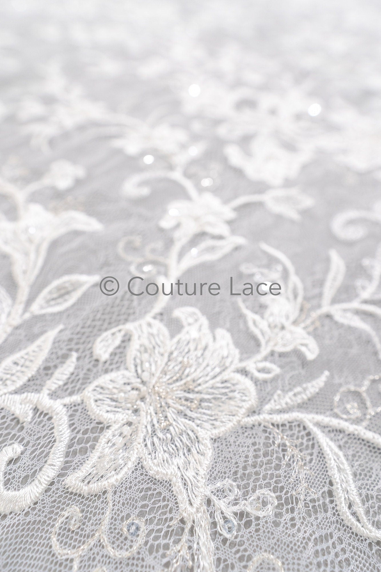 Perlen Spitzenstoff Off-White/ Couture Spitzenstoff/ Braut Spitzenstoff/ Perlen Spitze// L23-577