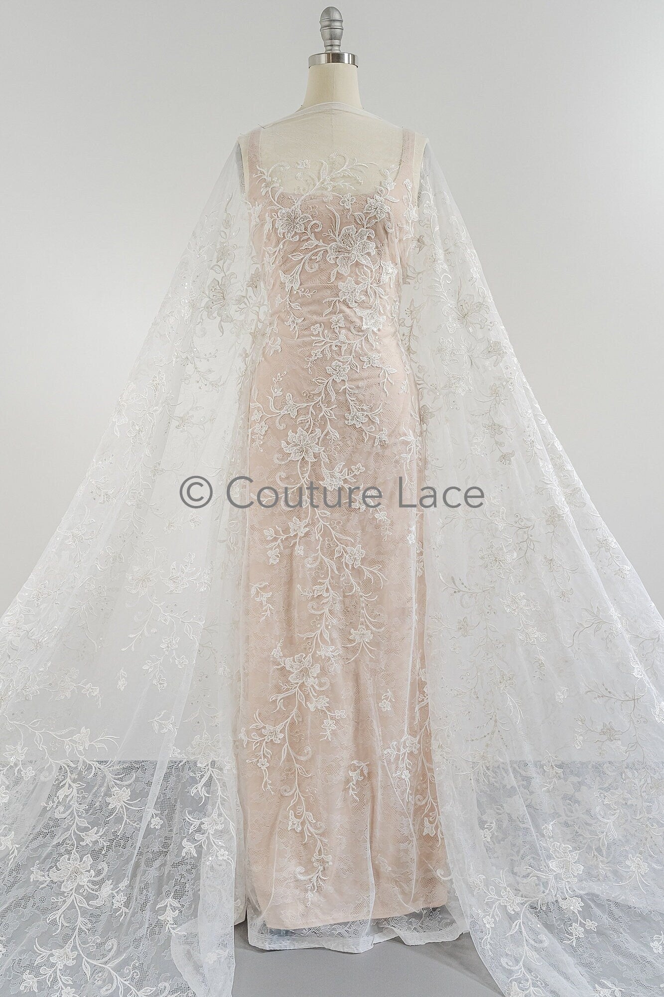 Perlen Spitzenstoff Off-White/ Couture Spitzenstoff/ Braut Spitzenstoff/ Perlen Spitze// L23-577