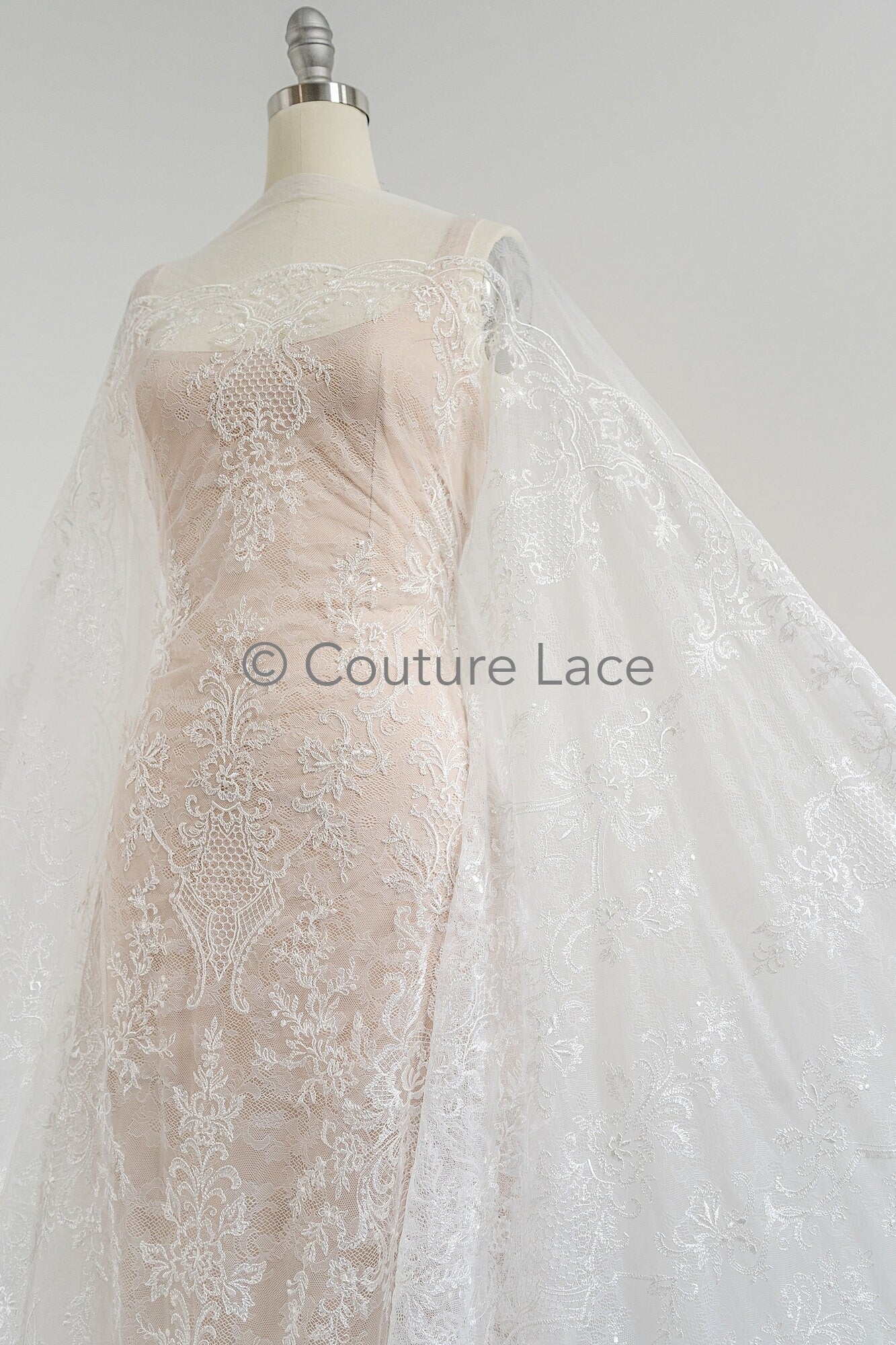 Blumen Braut Spitze Off-White/ Brautspitze mit Blumen/ Blumen Hochzeit Spitze/ Couture Spitze// L23-576