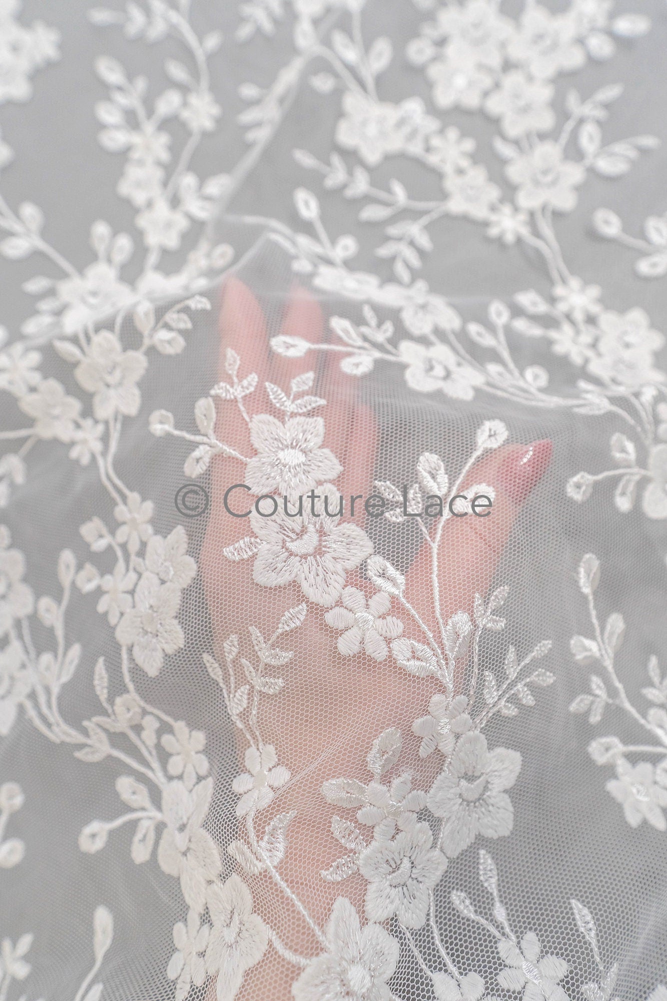 Blumen Braut Spitze Off-White/ Brautspitze mit Blumen/ Blumen Hochzeit Spitze/ Couture Spitze// L23-604
