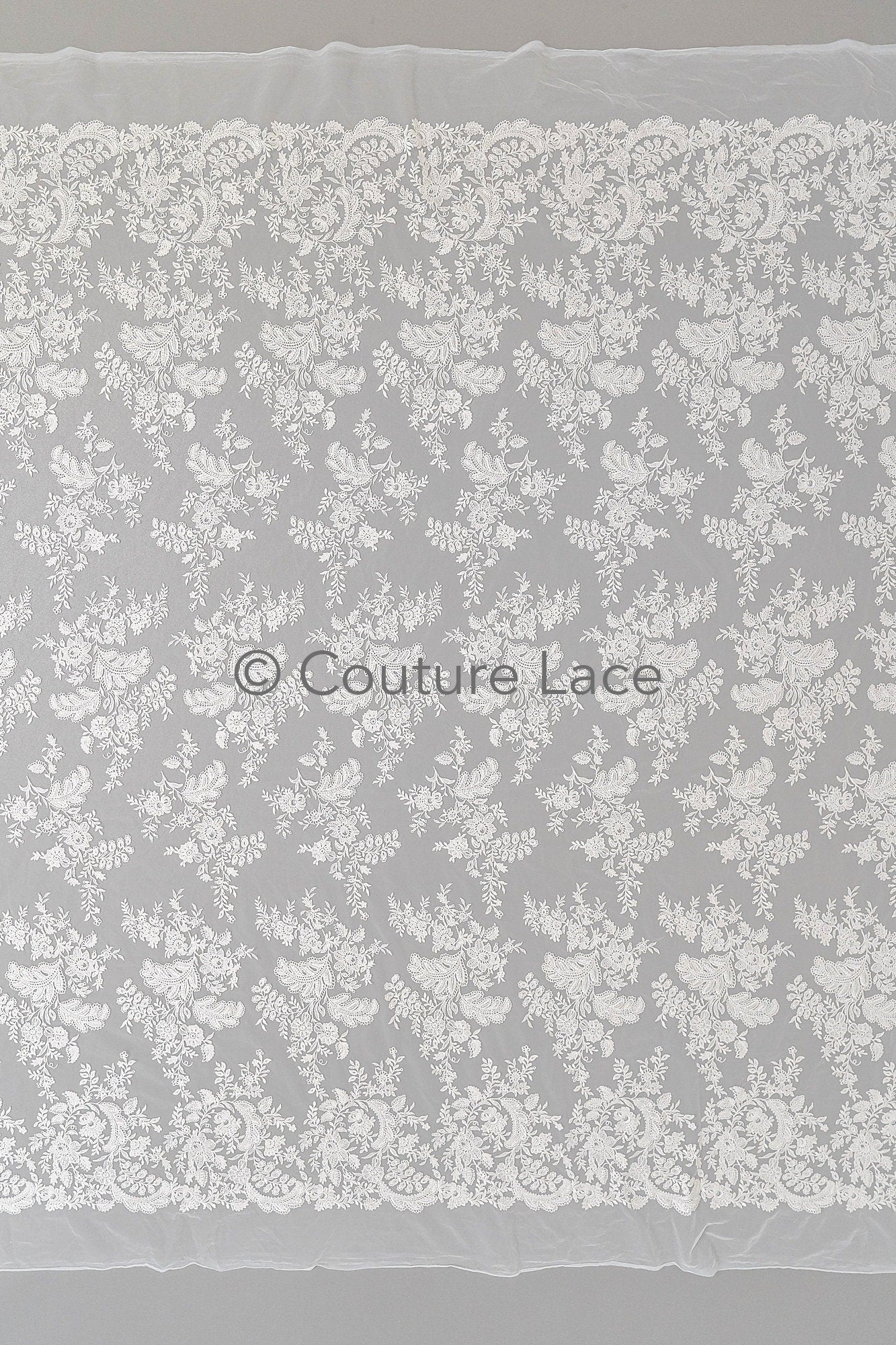 Blumen Braut Spitze Off-White/ Brautspitze mit Blumen/ Blumen Hochzeit Spitze/ Couture Spitze// L23-605