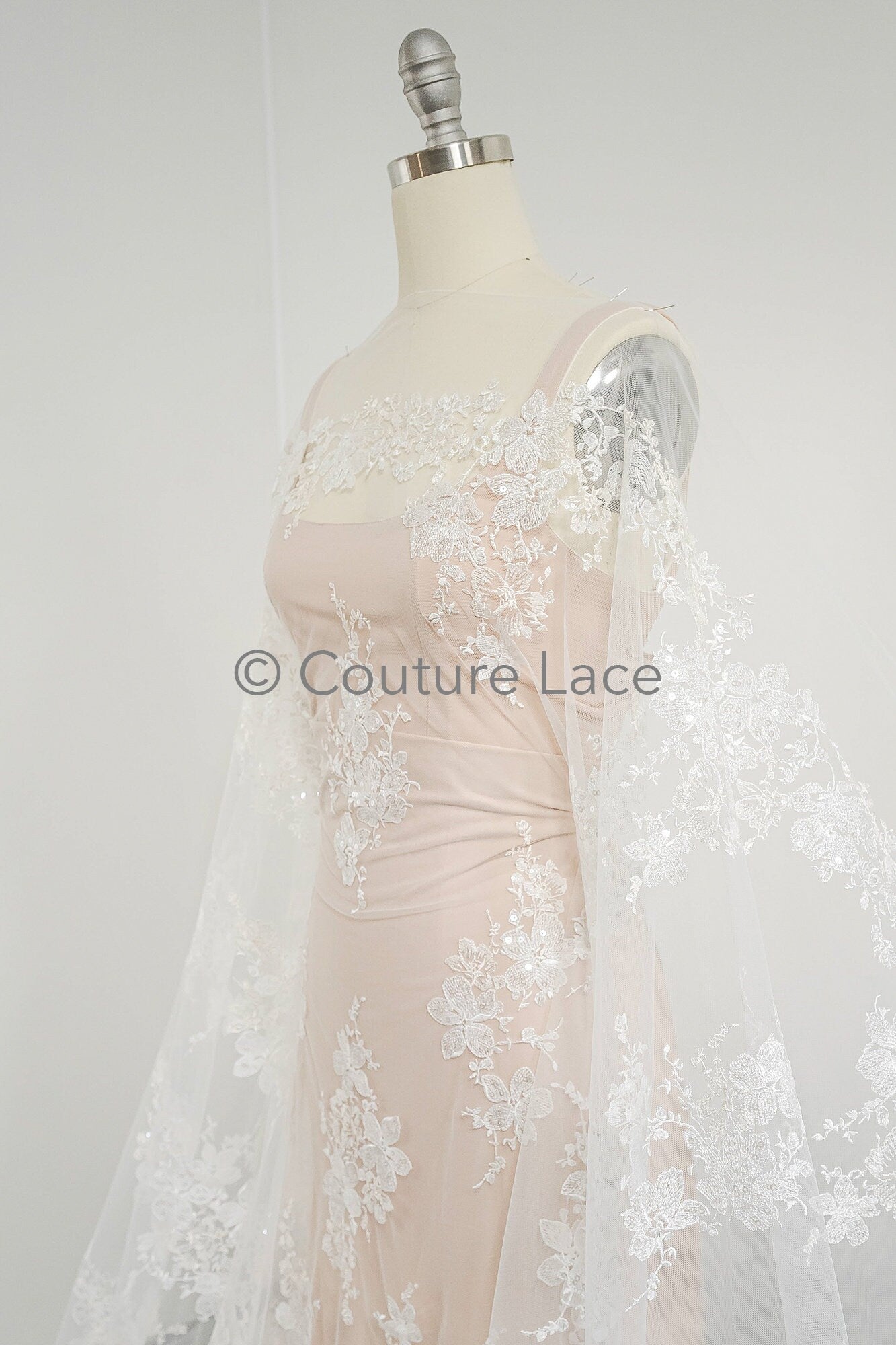 Floral Bridal Lace Off-White/ Bridal Lace/ Floral Wedding Lace/ Couture Lace// L23-606