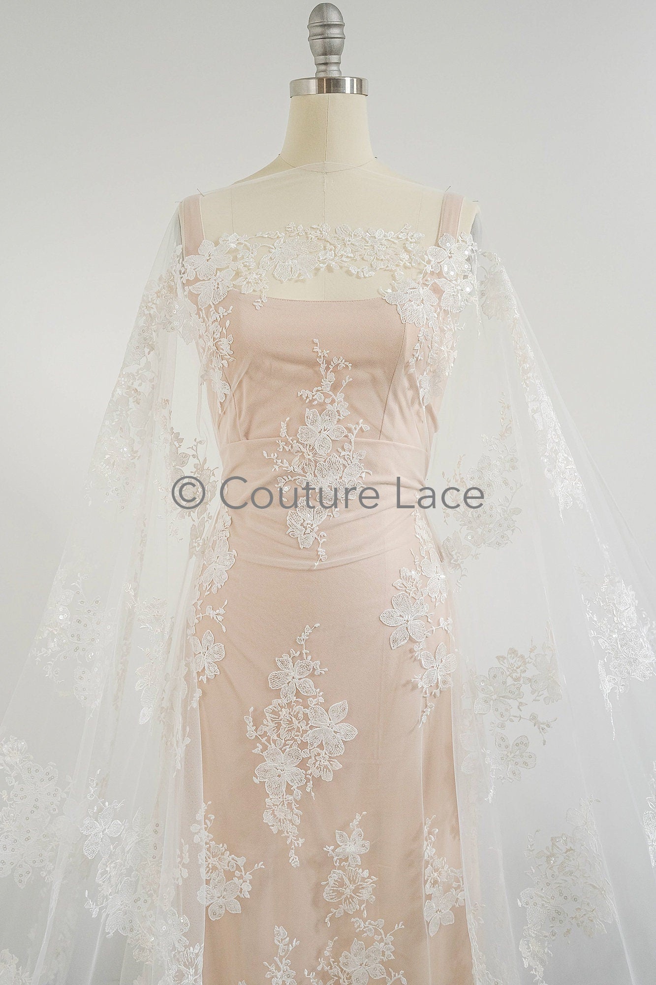 Floral Bridal Lace Off-White/ Bridal Lace/ Floral Wedding Lace/ Couture Lace// L23-606