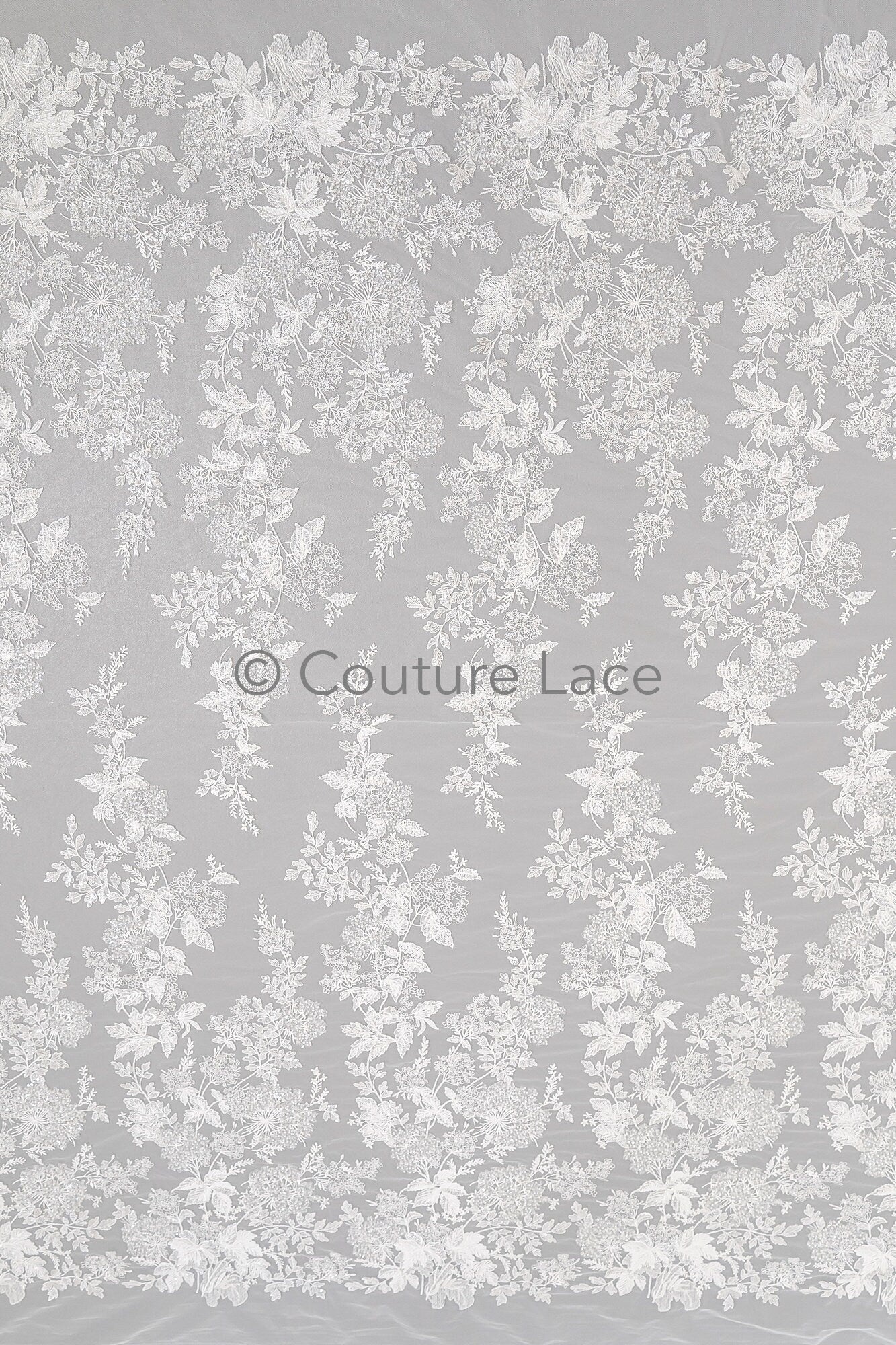 Perlen Spitzenstoff Off-White/ Braut Spitzenstoff/ romantischer Blumen Spitzenstoff mit Pailletten & Perlen/ Hochzeit Spitzenstoff// L23-592