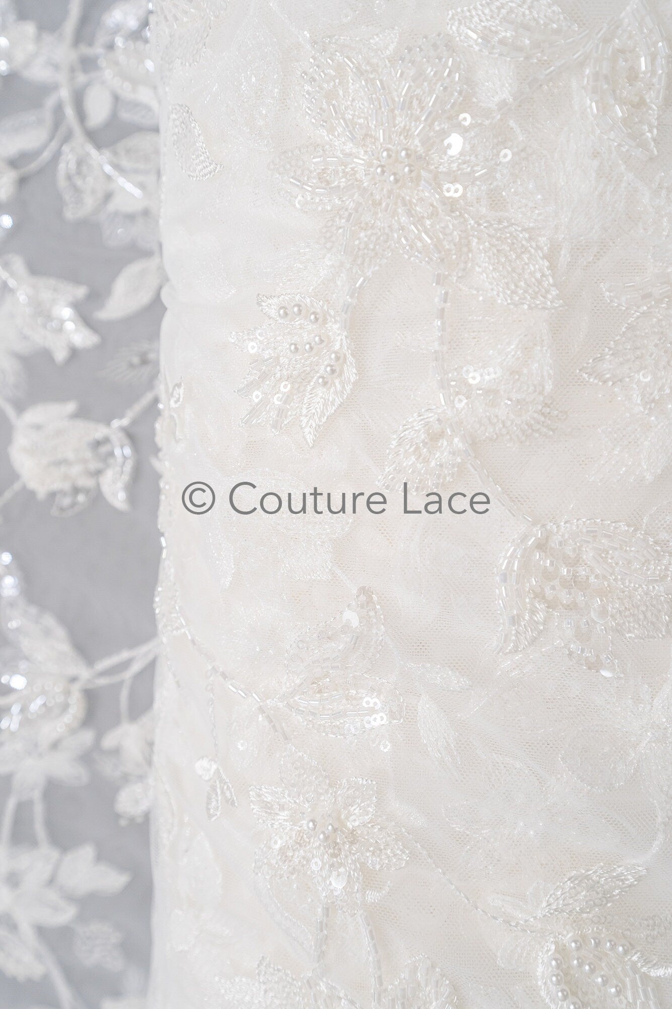 Perlen Spitzenstoff Off-White/ Couture Spitze Stoff/ Braut Spitzenstoff/ Perlen Spitze// L23-610