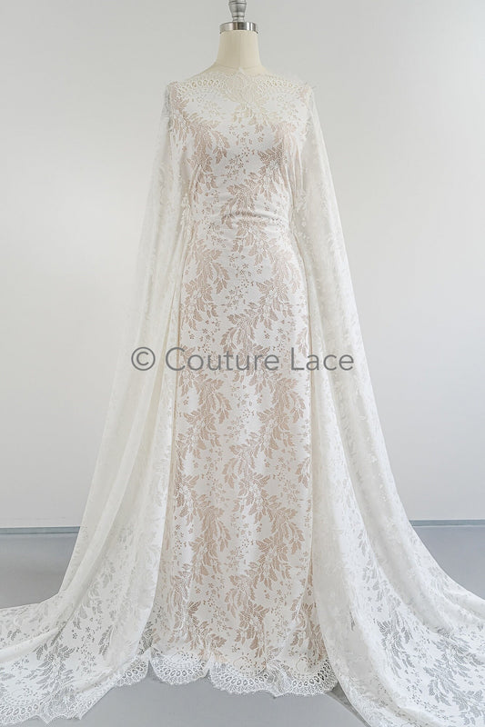 2,9 yds mariée français dentelle/ dentelle nuptiale florale/ dentelle blanc cassé/ dentelle de mariage florale/ dentelle chantilly// L23-613