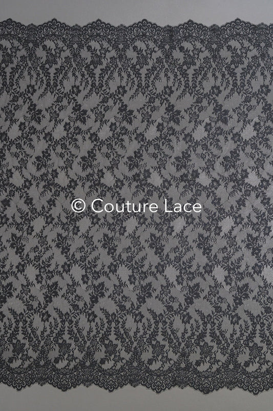 3 yds Braut französische Spitze/ florale Spitze/ schwarze Brautspitze/ florale Hochzeit Spitze/ Chantilly Spitze// L23-614