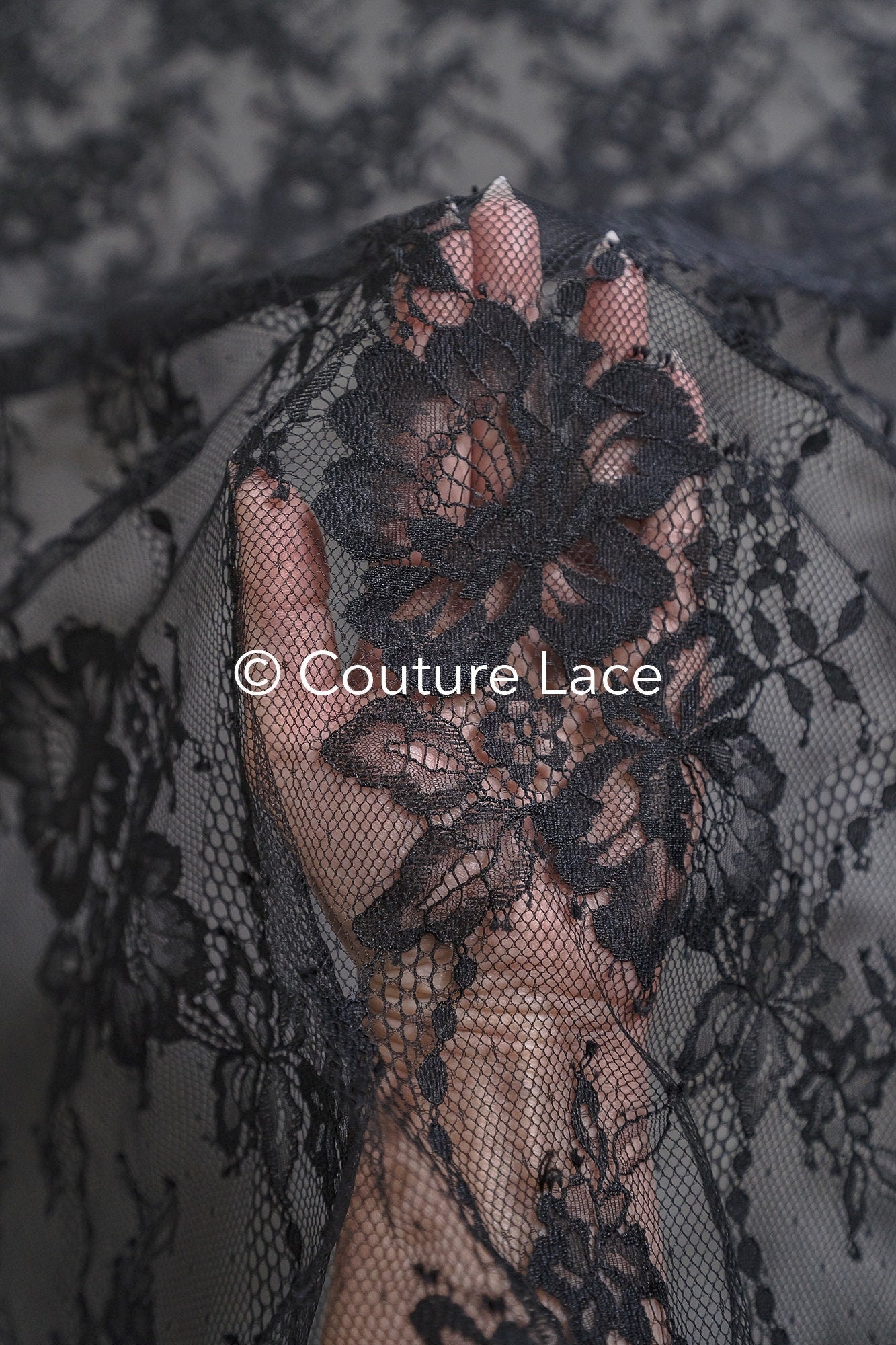 3 yds französische Spitze/ Braut florale Spitze/ schwarze Brautspitze/ florale Hochzeit Spitze/ Chantilly Spitze// L23-618