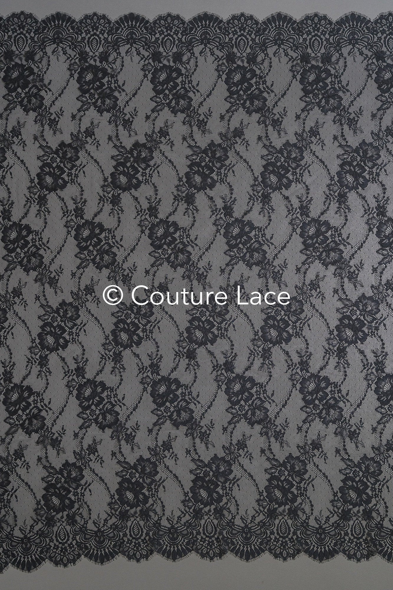 3 yds französische Spitze/ Braut florale Spitze/ schwarze Brautspitze/ florale Hochzeit Spitze/ Chantilly Spitze// L23-618