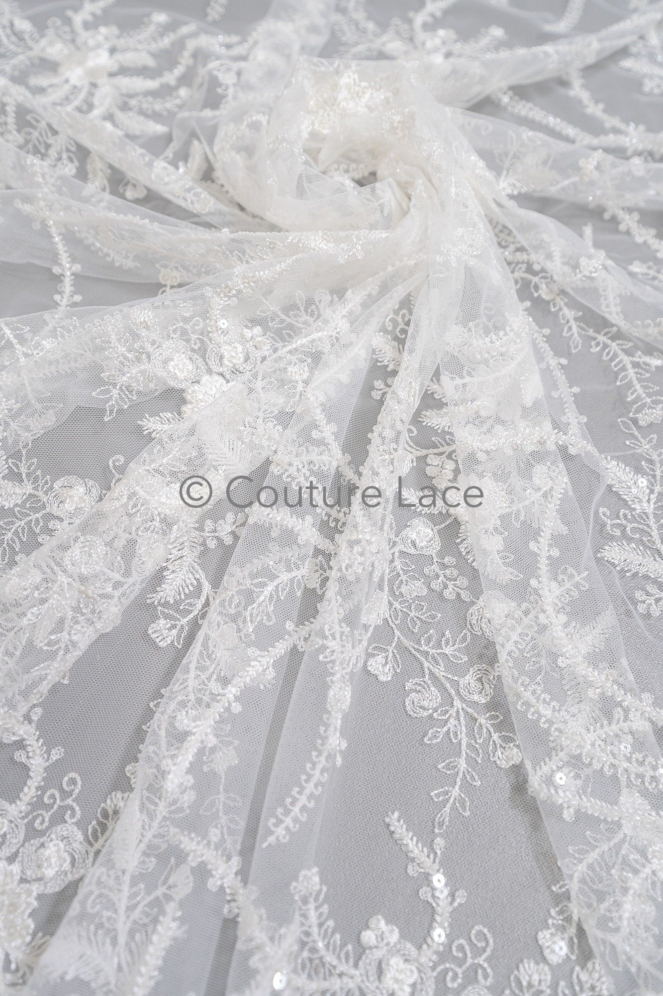 Perlen Spitzenstoff Off-White/ Perlen Brautkleid Spitze/ Couture Spitze Stoff/ Perlen Spitze// L23-622
