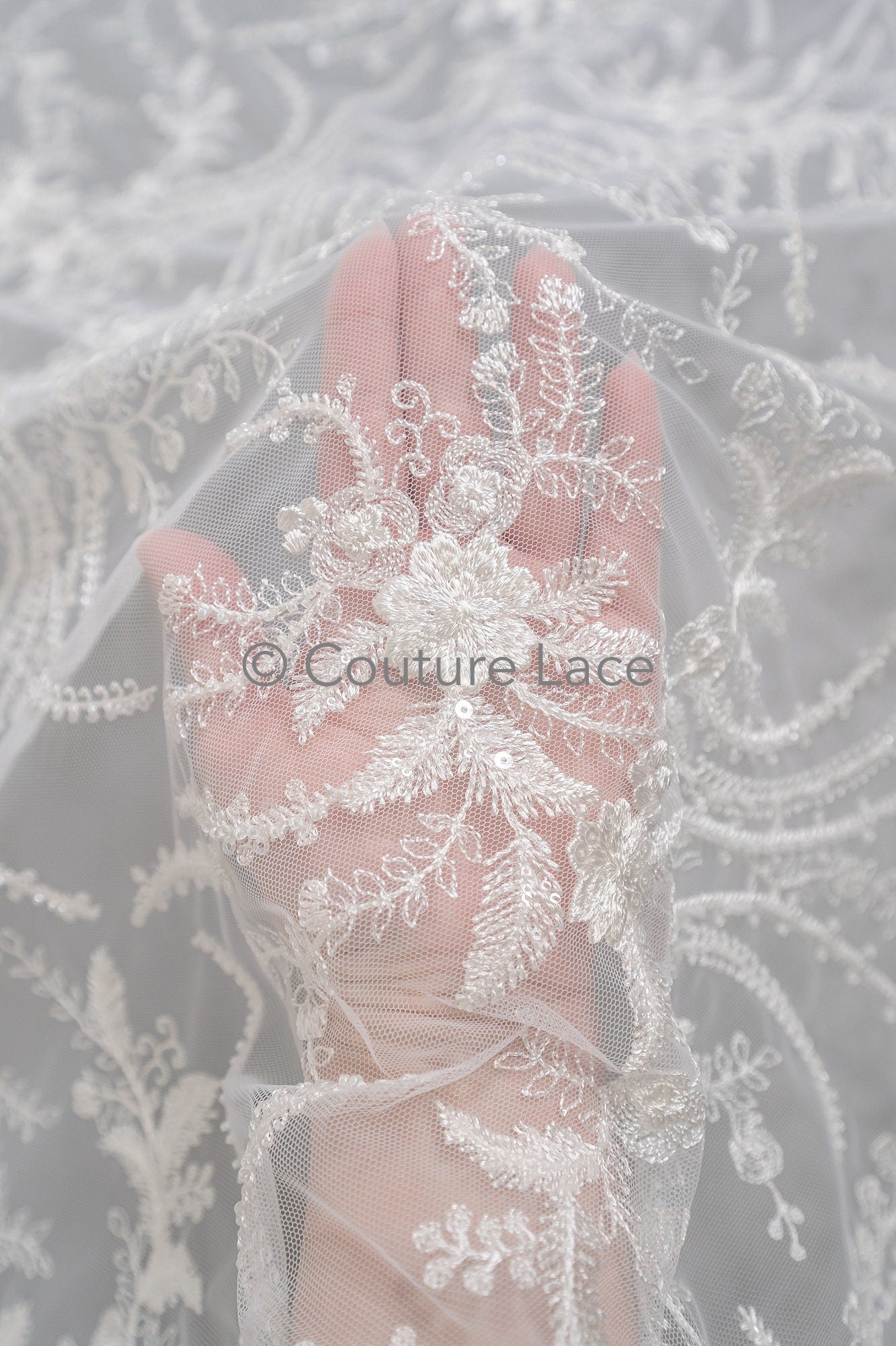 Perlen Spitzenstoff Off-White/ Perlen Brautkleid Spitze/ Couture Spitze Stoff/ Perlen Spitze// L23-622
