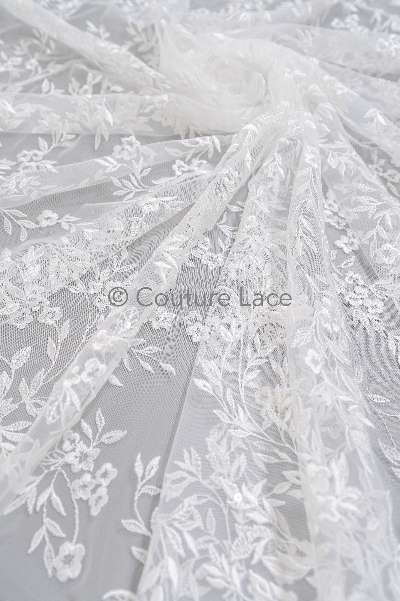 Blumen Braut Spitze Off-White/ Brautspitze mit Blumen/ Hochzeit Spitze/ Couture Spitze// L23-628