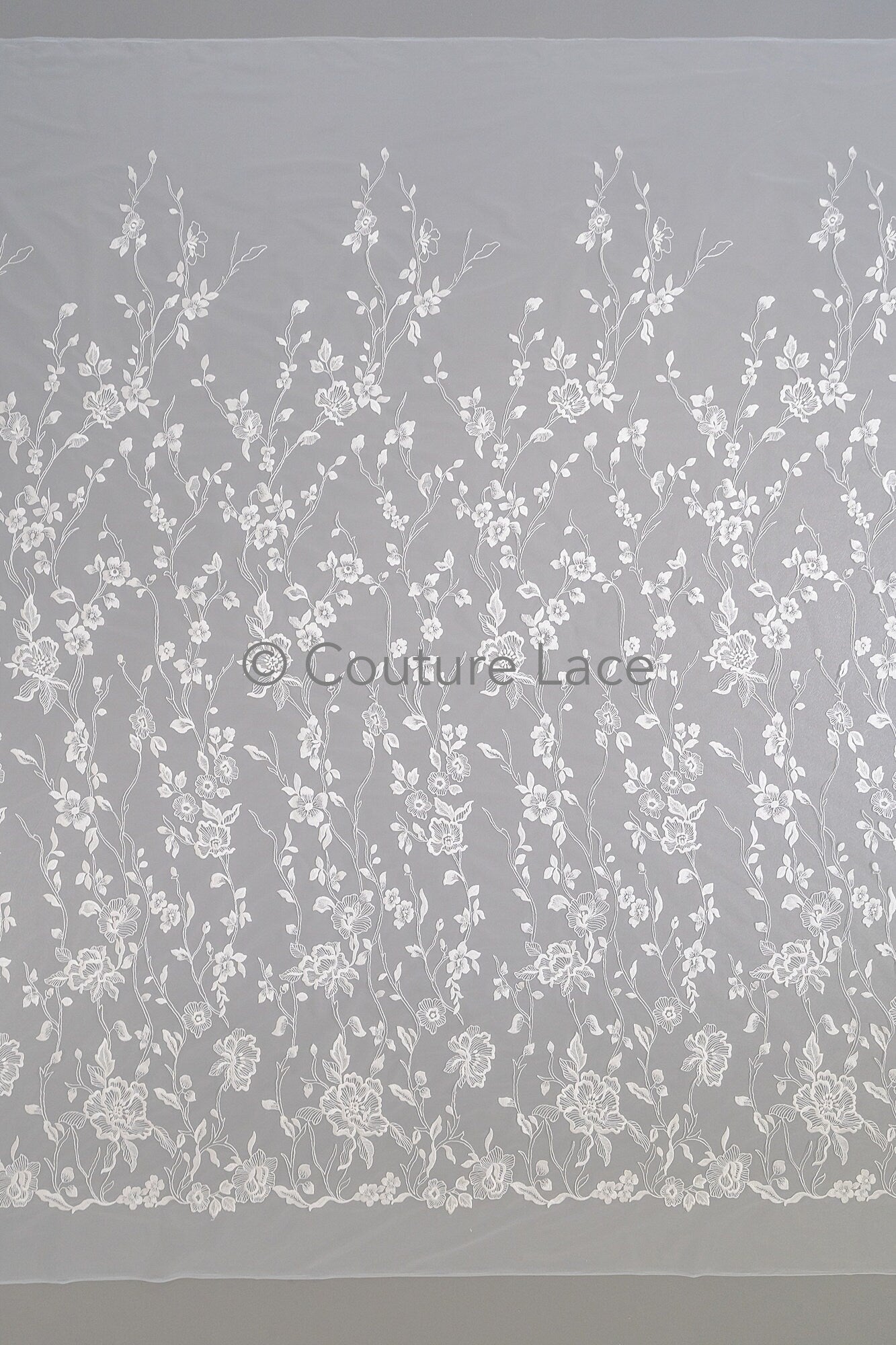 Blumen Braut Spitze Off-White/ Brautspitze mit Blumen/ Hochzeit Spitze/ Couture Spitze// L23-629